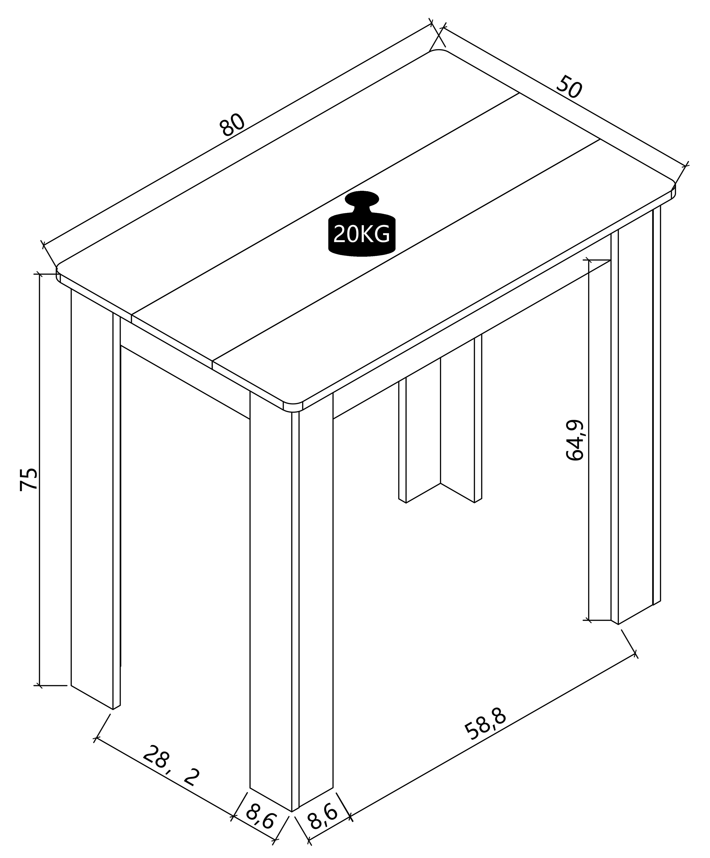 VCM Esstisch »Esstisch Küchentisch B. 80 x T. 50 cm Disalo« 1 Stk. tlg.