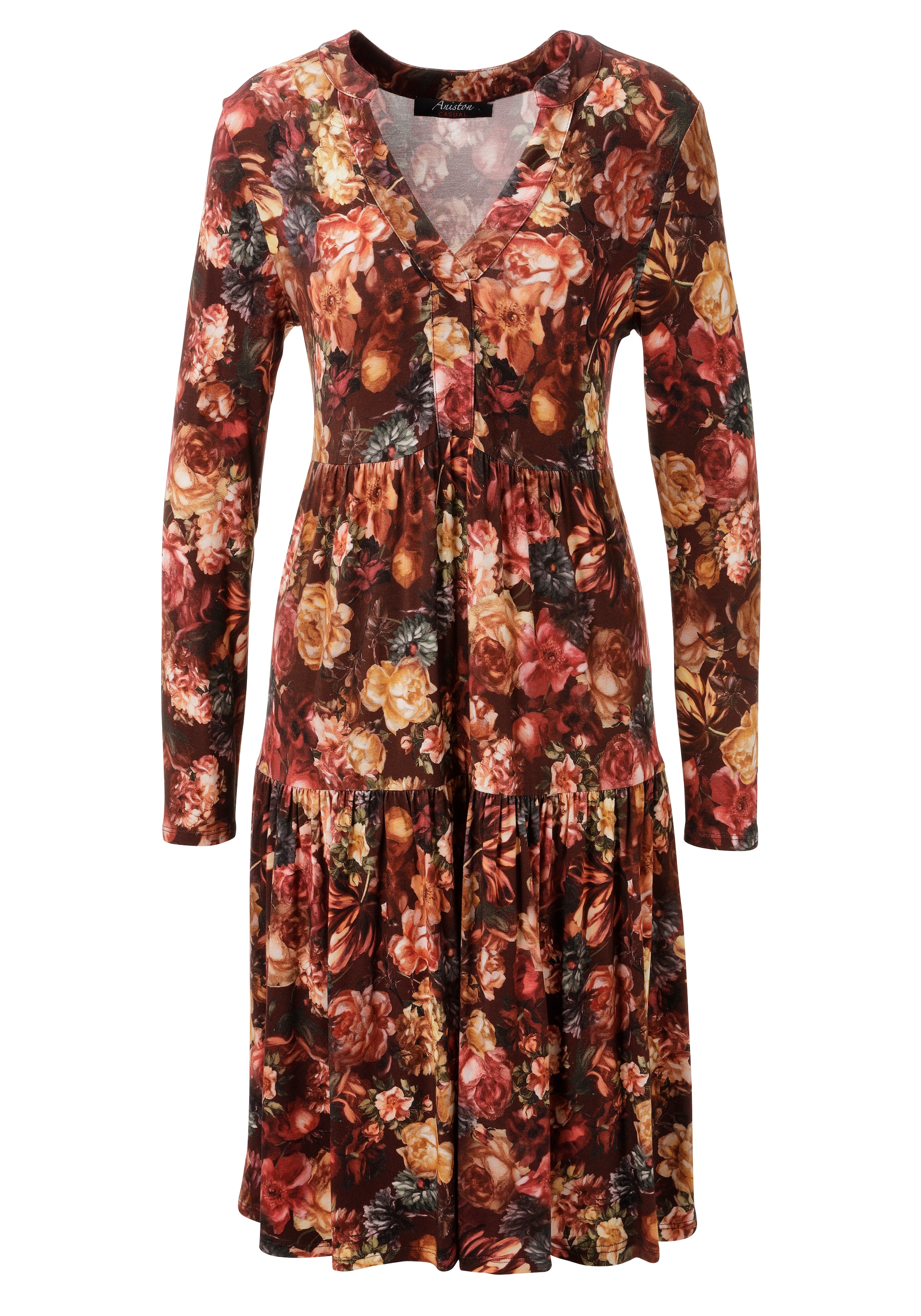 Aniston CASUAL Jerseykleid mit farbharmonischen Blumendruck - NEUE KOLLEKTION