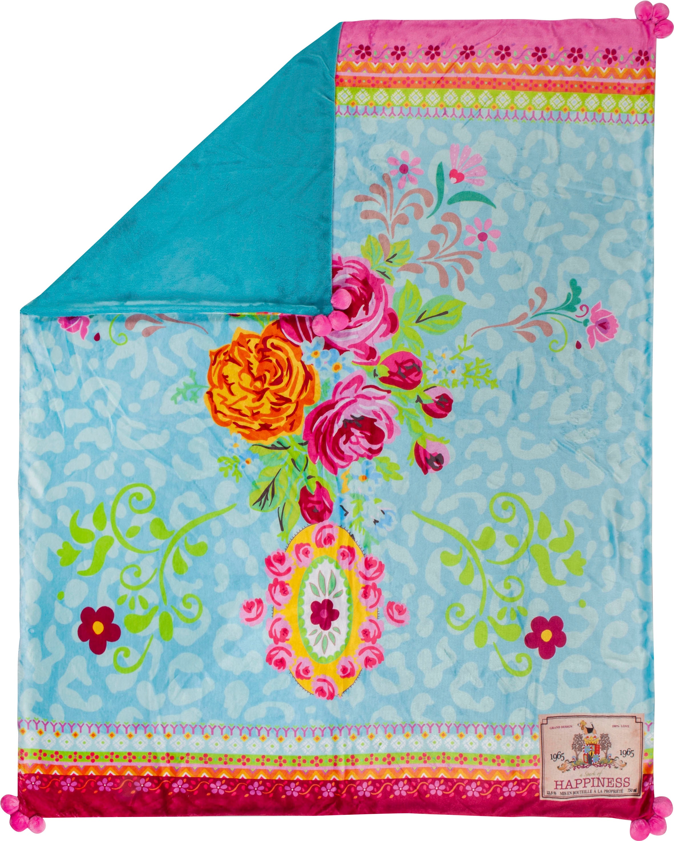 Happiness Plaid »Wild Rose«, mit Pompons