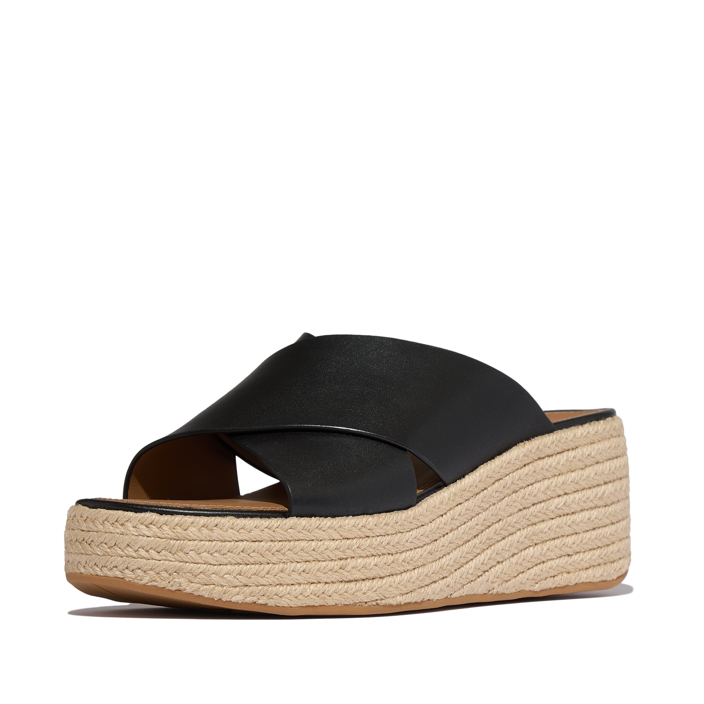 Fitflop Pantolette »PLATFFORMS ESPADRILLE LEATHER WEDGE CROSS SLIDES«  Keilabsatz, Plateau, Sommerschuh mit Wedge