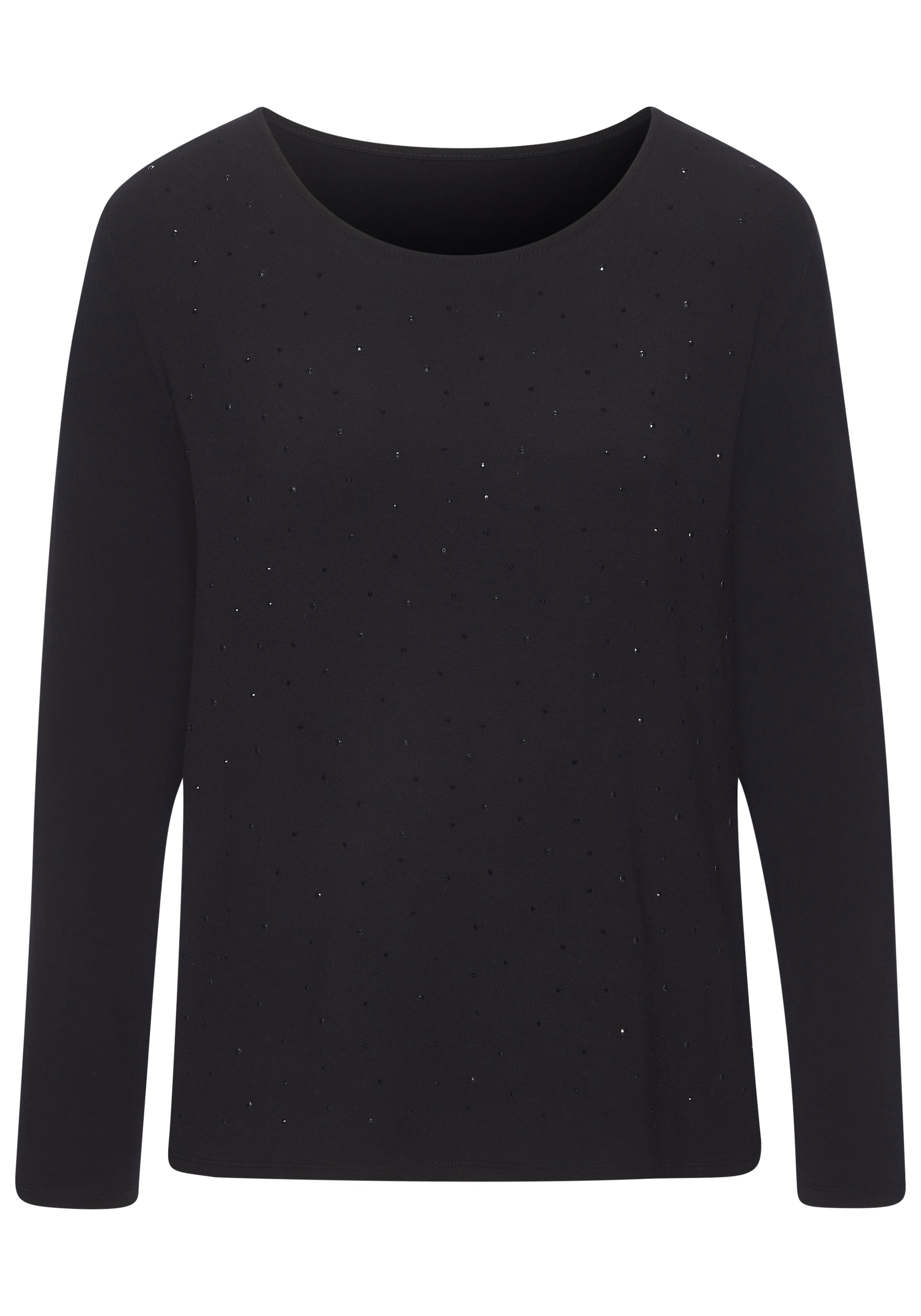 LASCANA Langarmshirt »mit funkelnden Strass-Steinen vorn«, aus weichem Viskose-Stretch