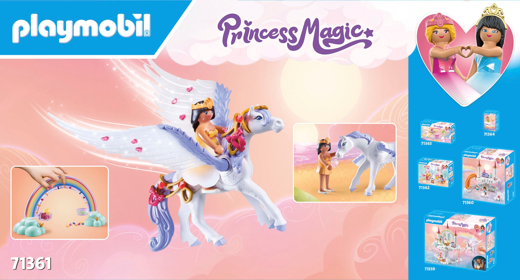Playmobil® Konstruktions-Spielset »Himmlischer Pegasus mit Regenbogen (71361), Princess Magic«, (85 St.), Made in Europe