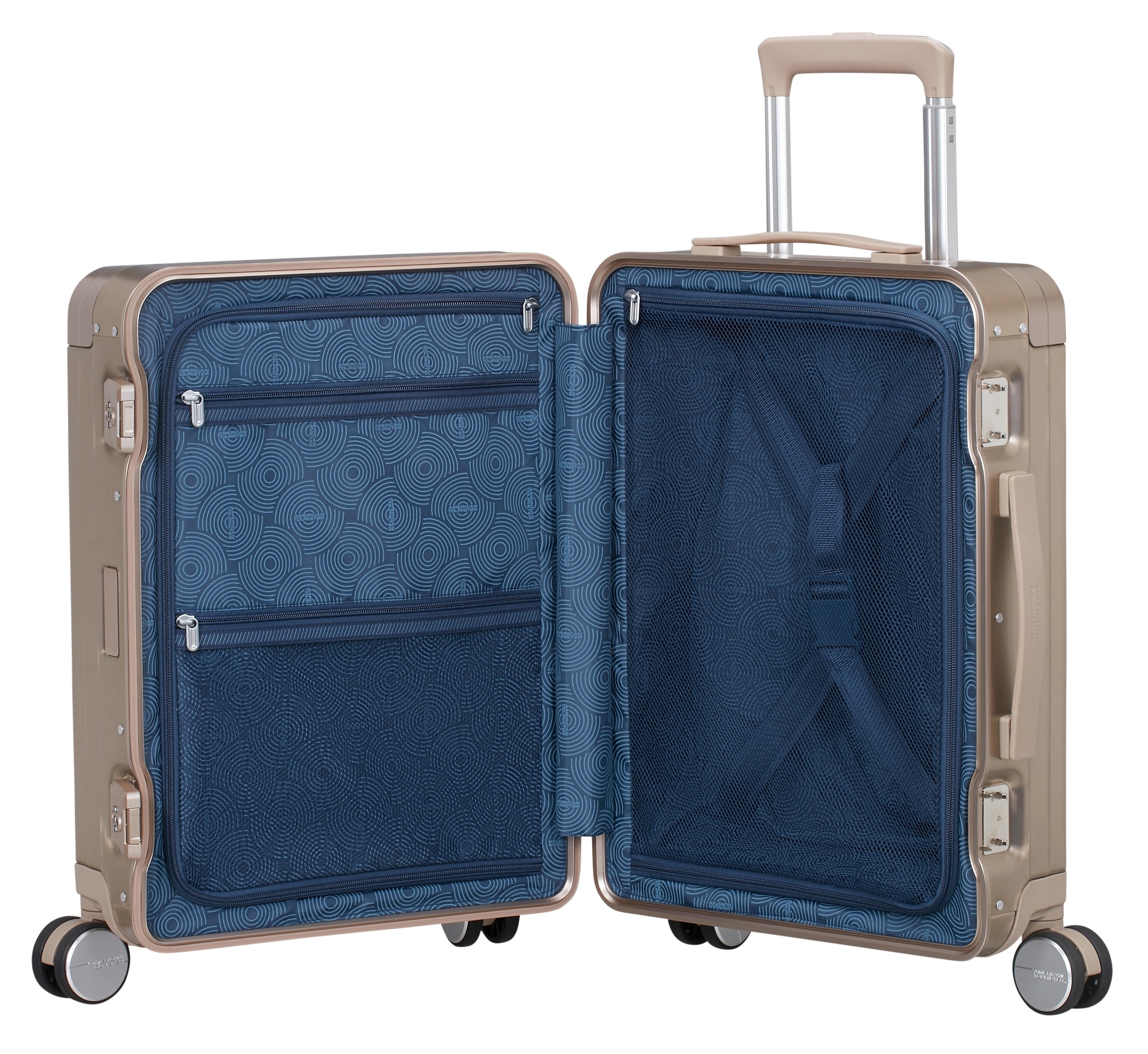 American Tourister® Hartschalen-Trolley »SOUNDBOX ALU, verschiedene Größen und Farben« 39 l 4 Rollen Hartschalen-Koffer zwei TSA-Schlösser Aluminium-Koffer