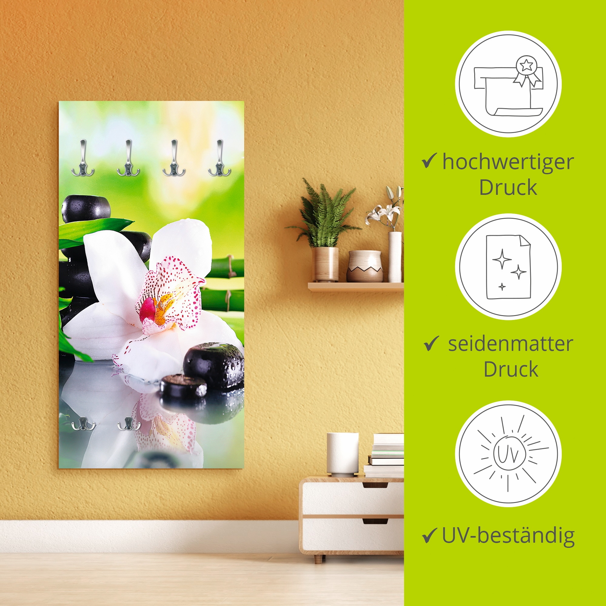 Artland Garderobenleiste »Spa Steine Bambus Zweige Orchidee«, teilmontiert