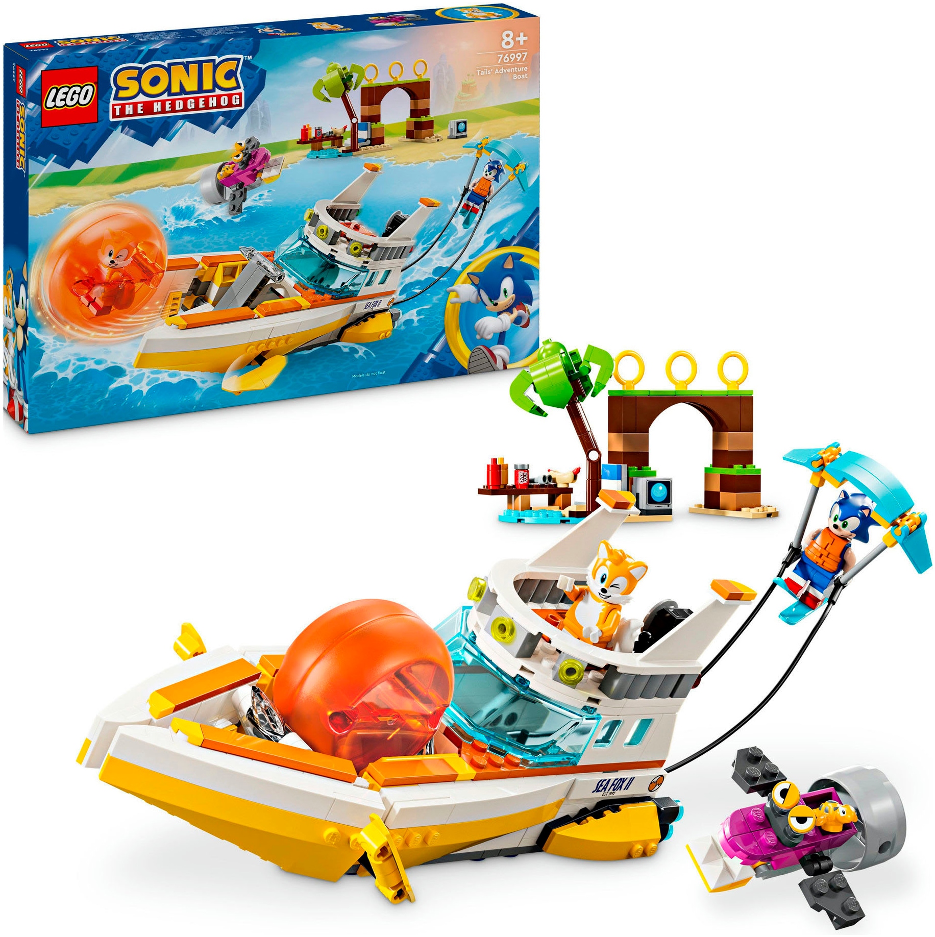 LEGO® Konstruktionsspielsteine »Tails‘ Abenteuerboot (76997), LEGO Sonic«, (393 St.), Made in Europe