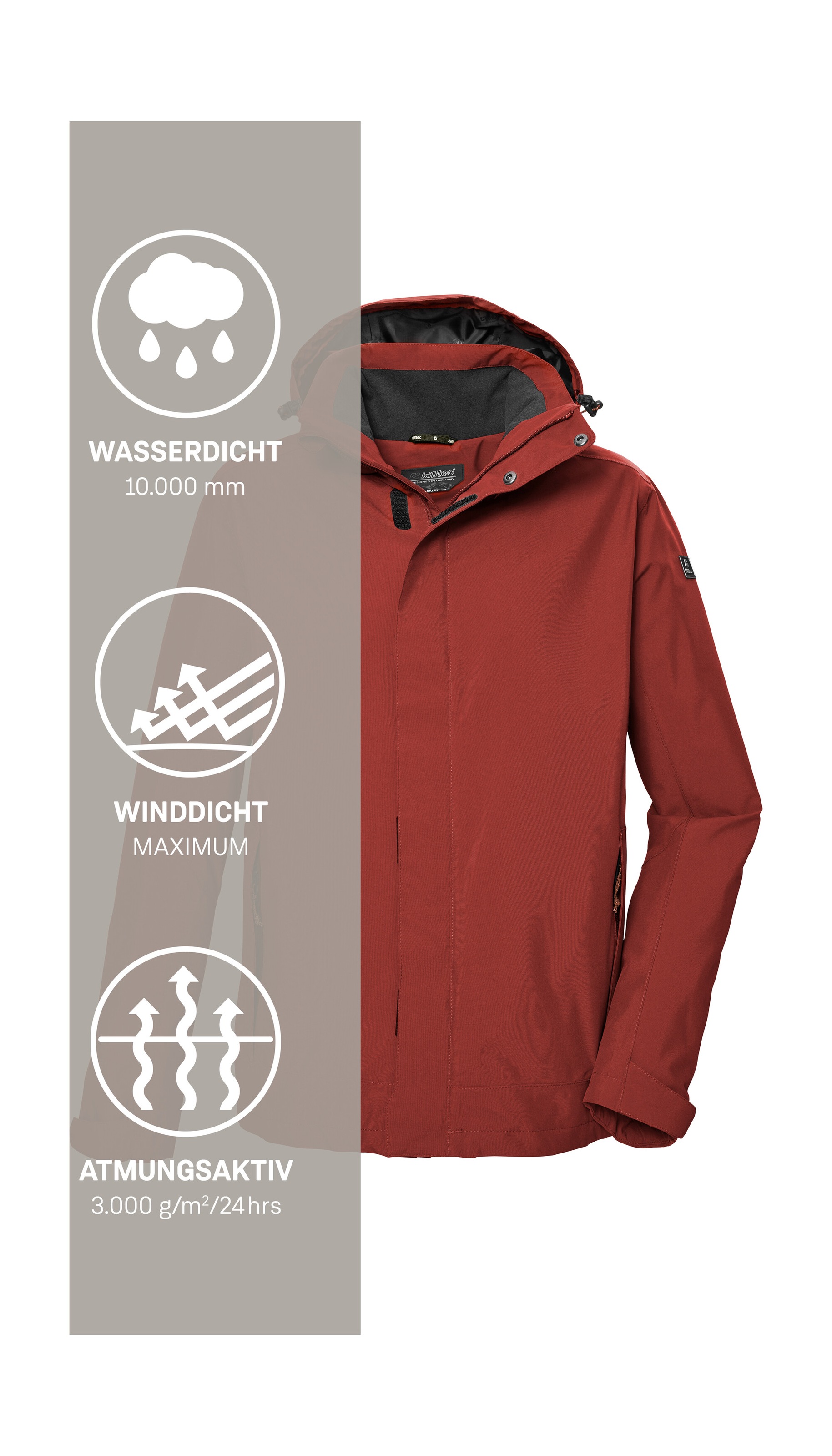 Killtec Funktionsjacke »KOS 87 MN JCKT« Wasser- und winddicht, atmungsaktiv, abnehmbare Kapuze