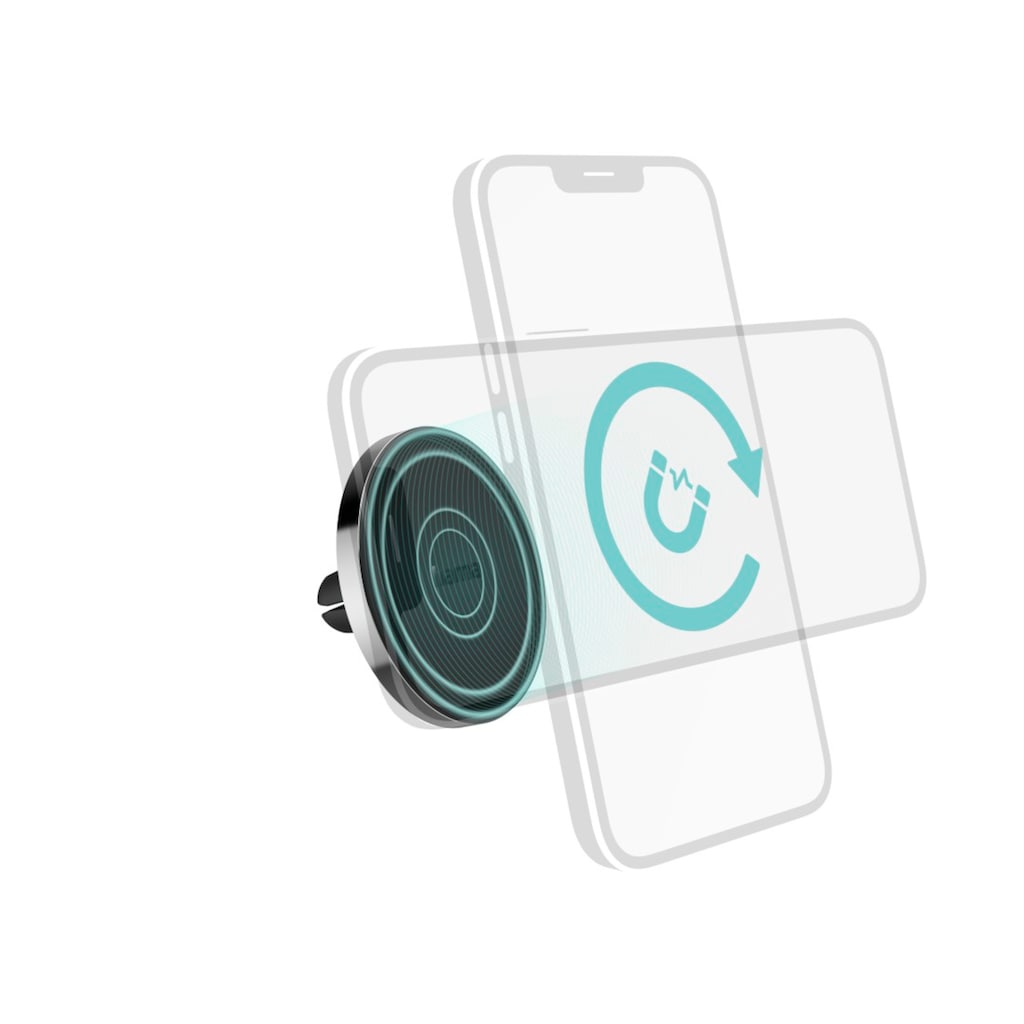 Hama Smartphone-Halterung »Handyhalterung Auto Magnet, für Lüftung, schwarz silberfarben, robust«
