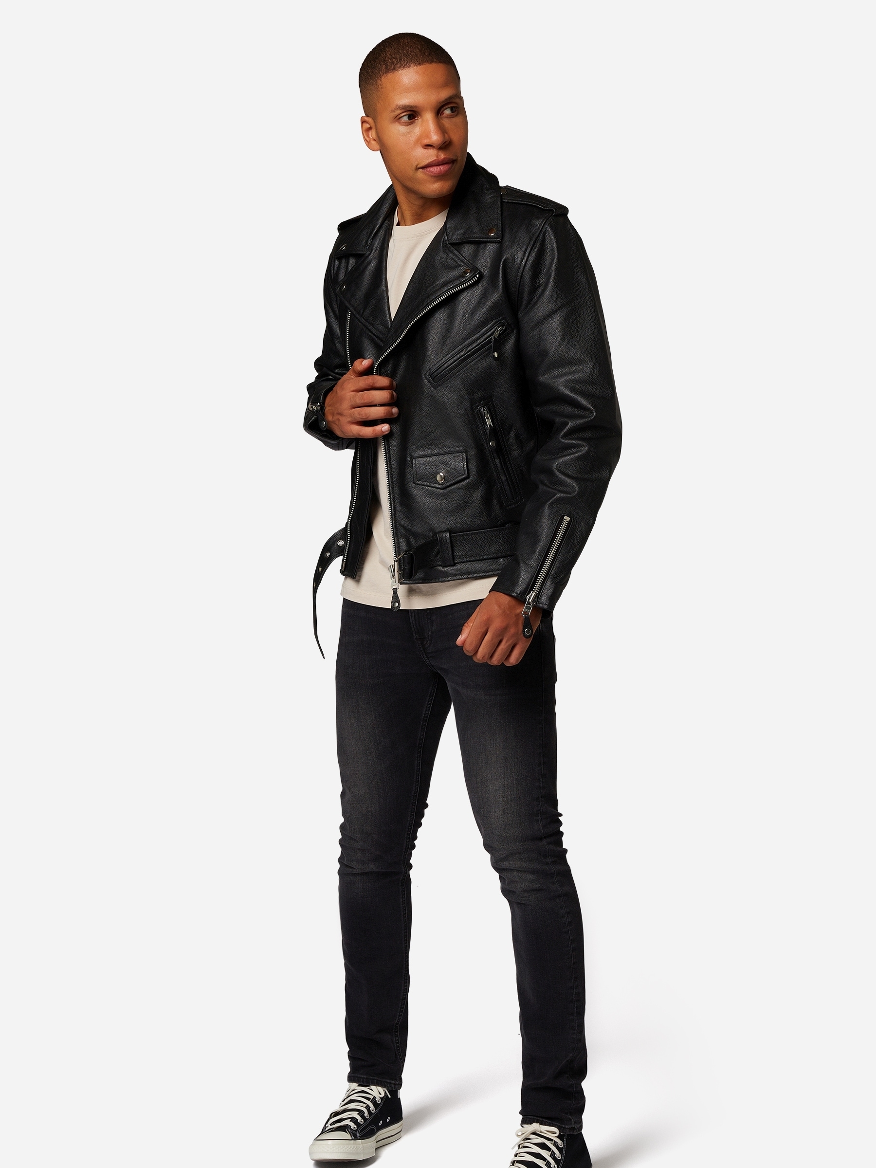 RICANO Bikerjacke »Lederjacke Brando« ohne Kapuze Handgefertigt aus echtem Leder