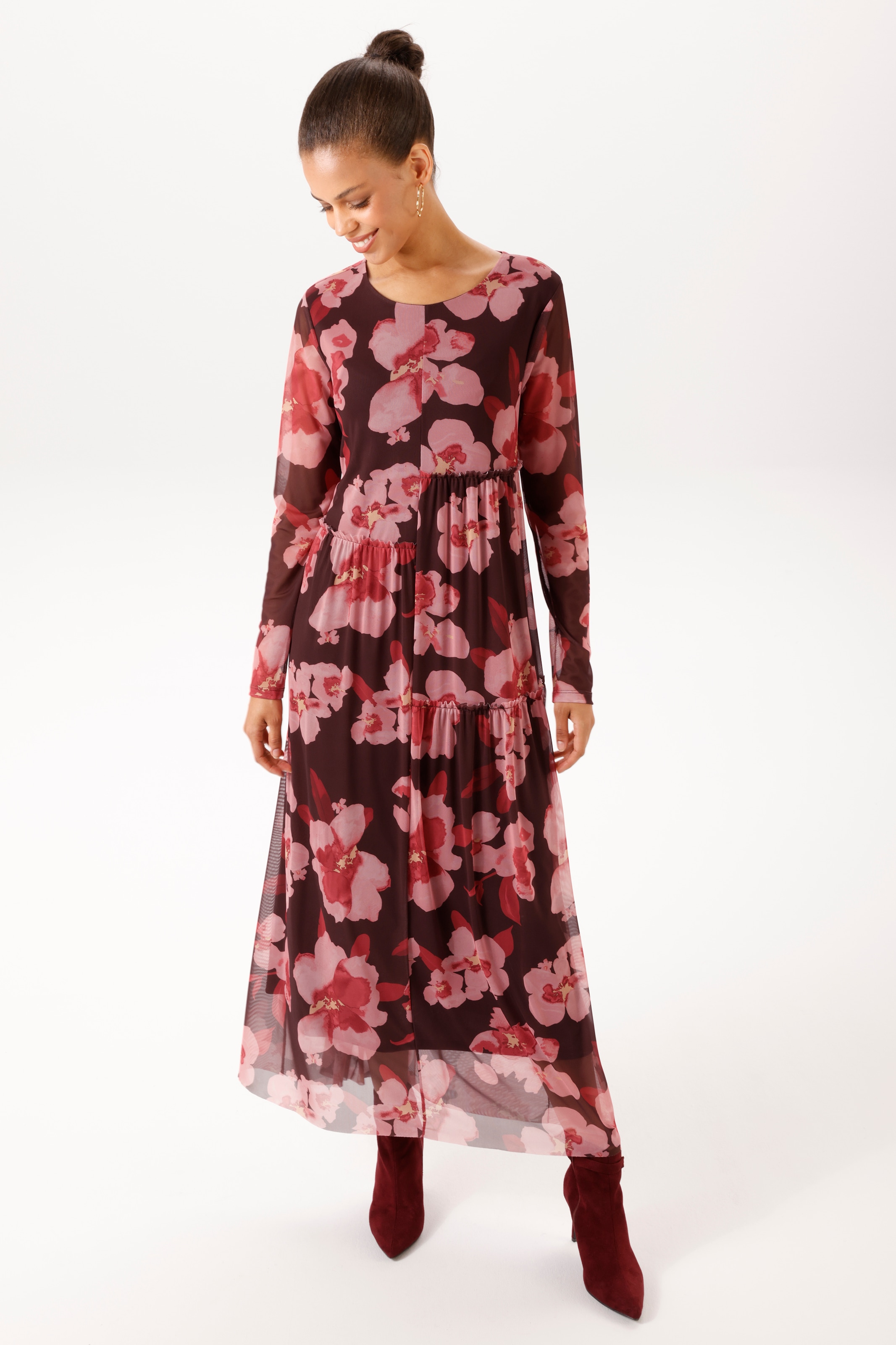 Aniston CASUAL Maxikleid mit dekorativen, großflächigen Blüten bedruckt - NEUE KOLLEKTION