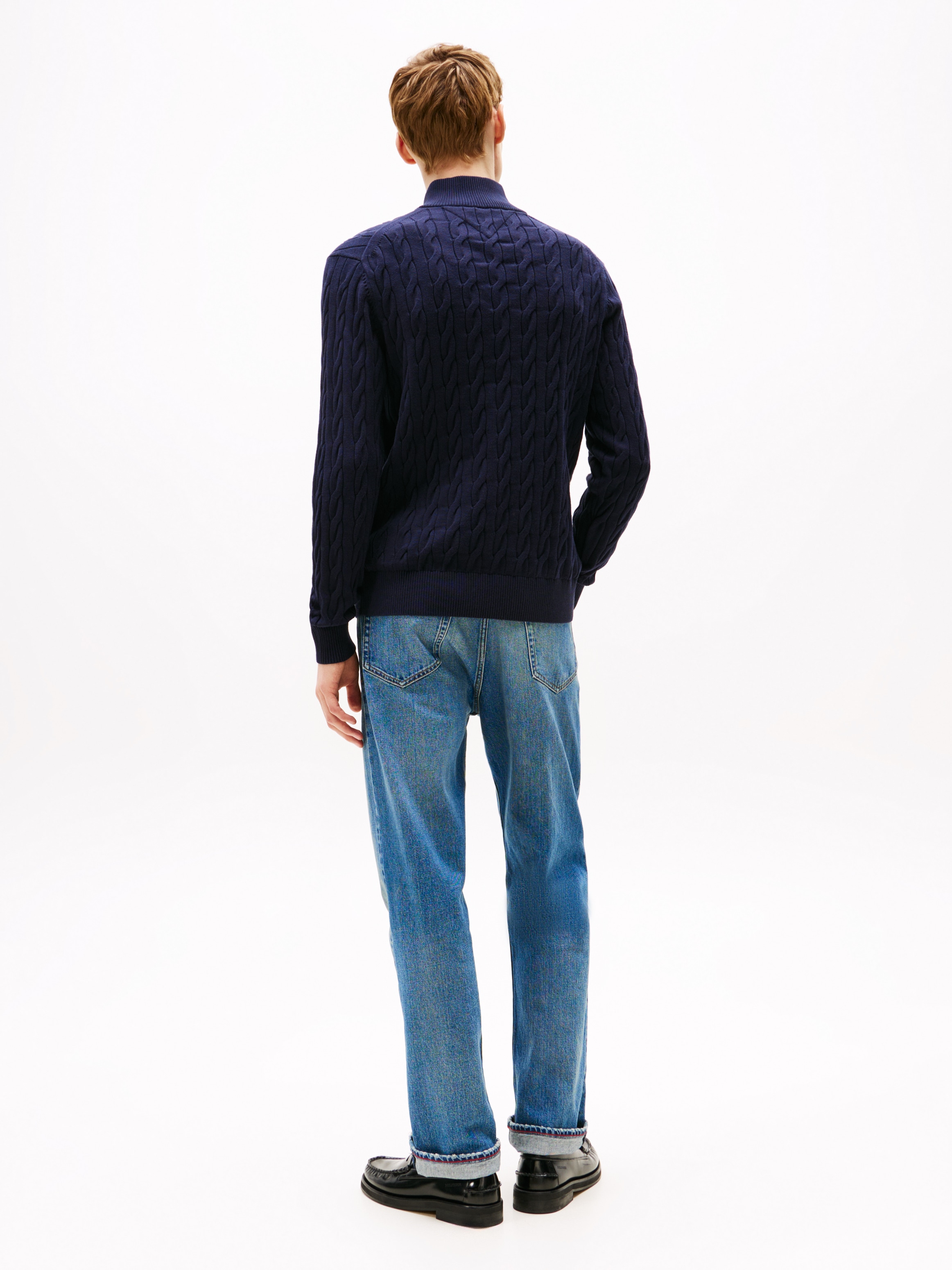 Tommy Hilfiger Strickpullover »CLASSIC COTTON CABLE ZIP MOCK«, mit modischem Zopfmuster