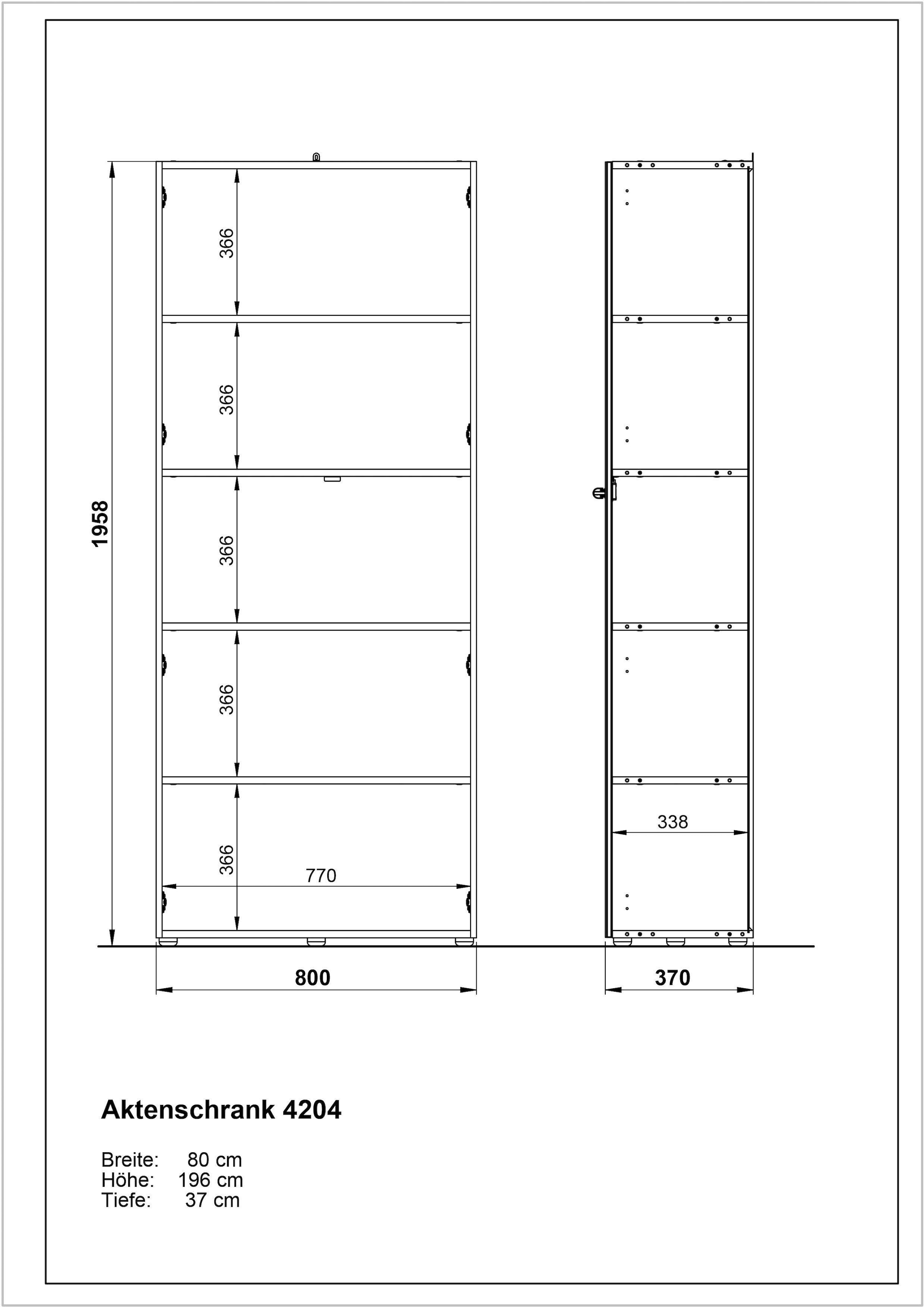 GERMANIA Aktenschrank »GW-Monteria«, mit weißer Glas-Auflage, abschließbar