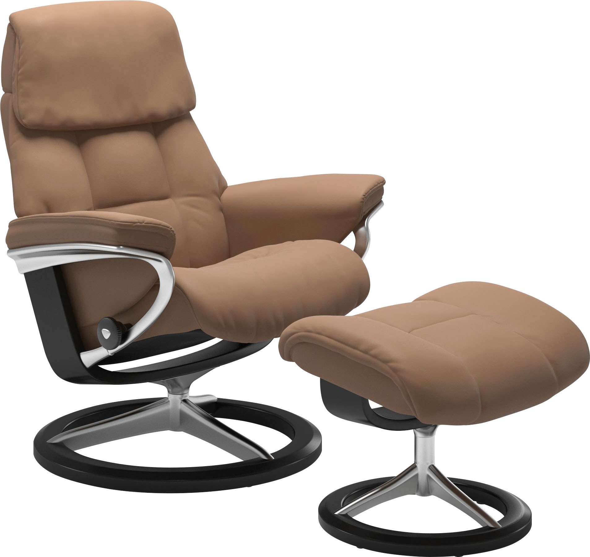 Stressless® Relaxsessel »Ruby« Set, Relaxsessel mit Hocker,  mit Signature Base, Größe S, Gestell Eiche, Wenge, Braun & Schwarz