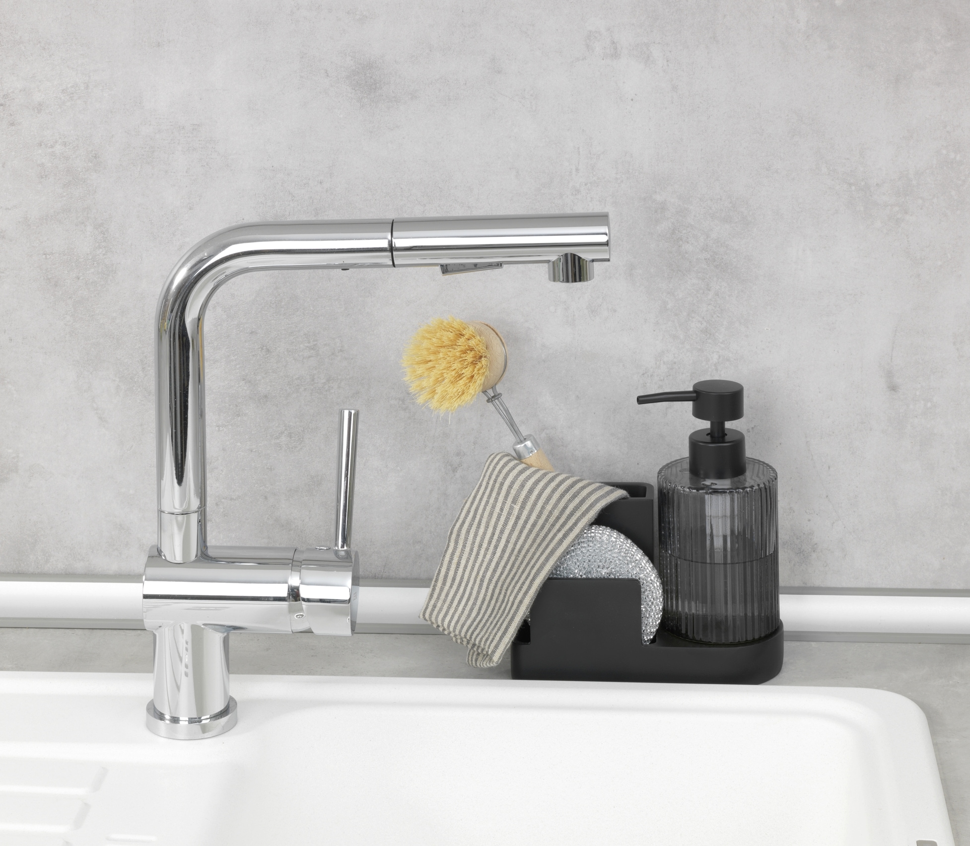 WENKO Küchenorganizer-Set »Modell Pina« robustes Design, heraunehmbarer Glasspender