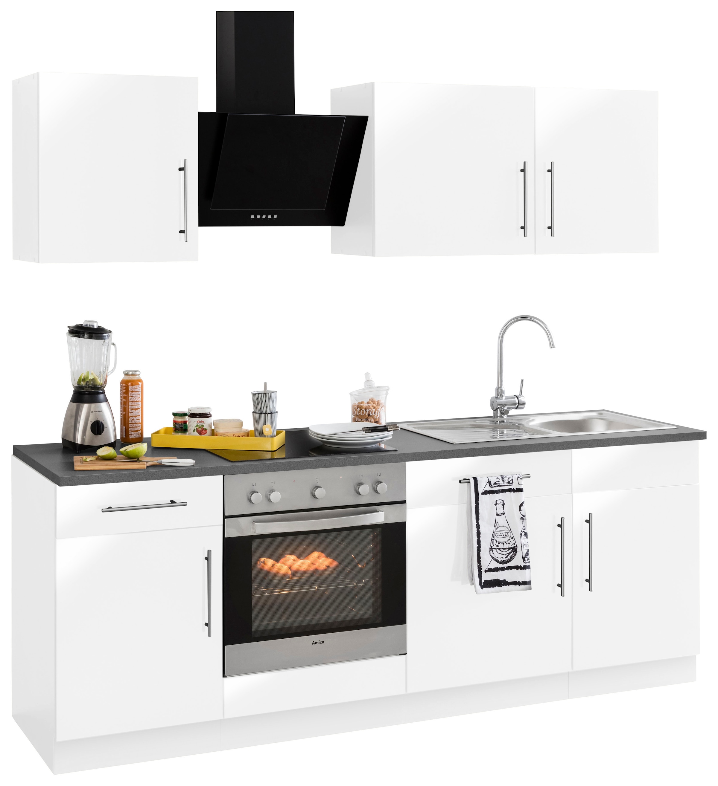 wiho Küchen Küchenzeile »Cali«, mit E-Geräten, Breite 220 cm mit  Metallgriffen bestellen bei OTTO