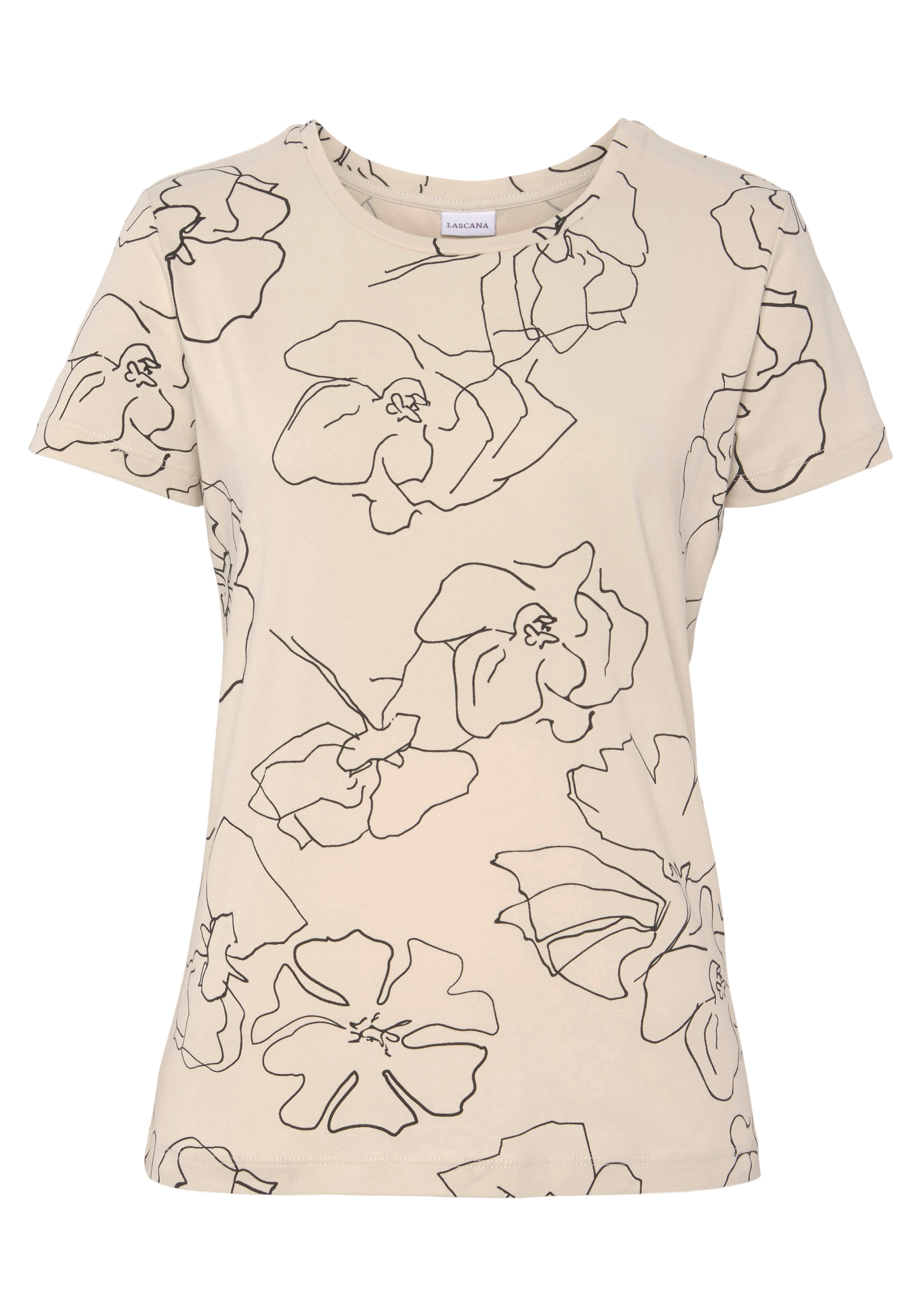 LASCANA Kurzarmshirt, mit Blütendruck, Loungewear