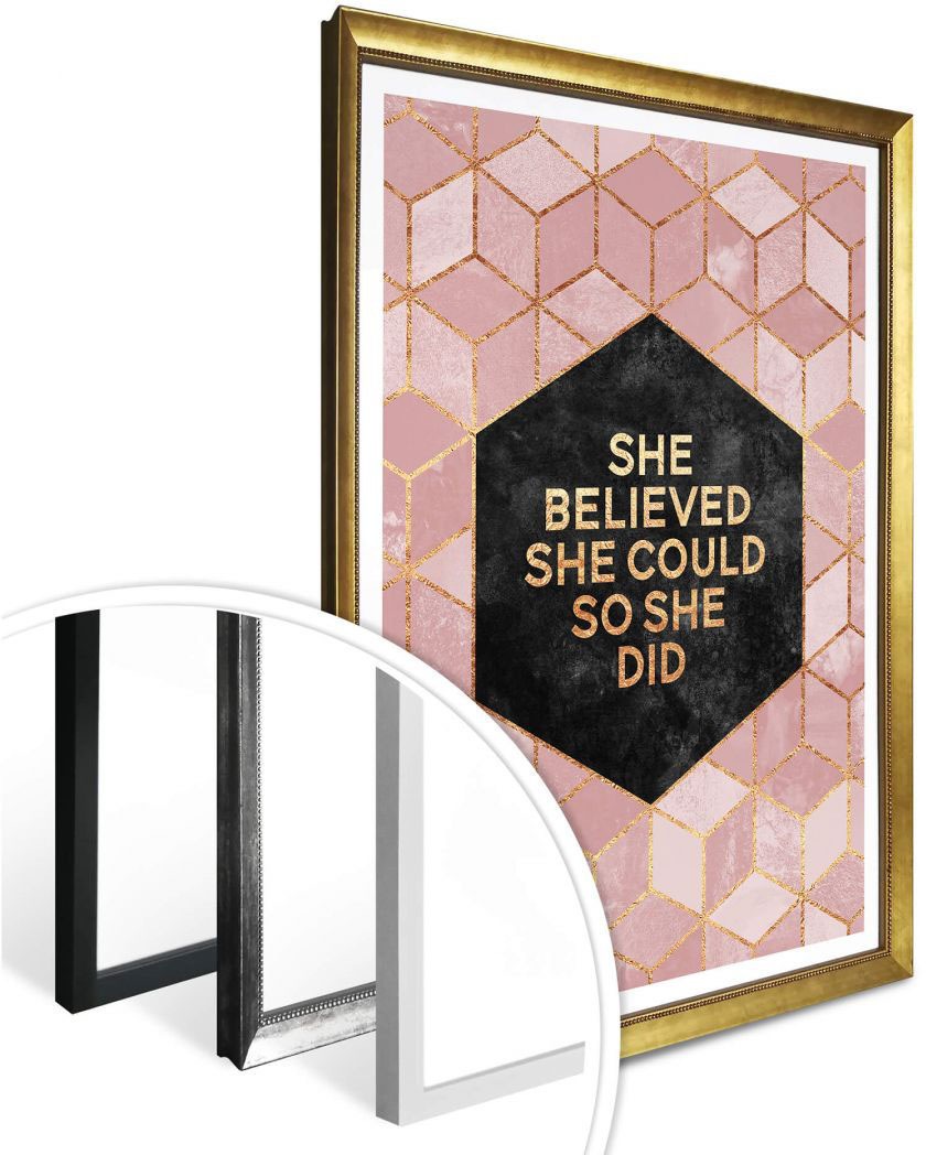Wall-Art Poster »She Believed rosa«, Schriftzug, (1 St.), Poster ohne  Bilderrahmen kaufen bei OTTO