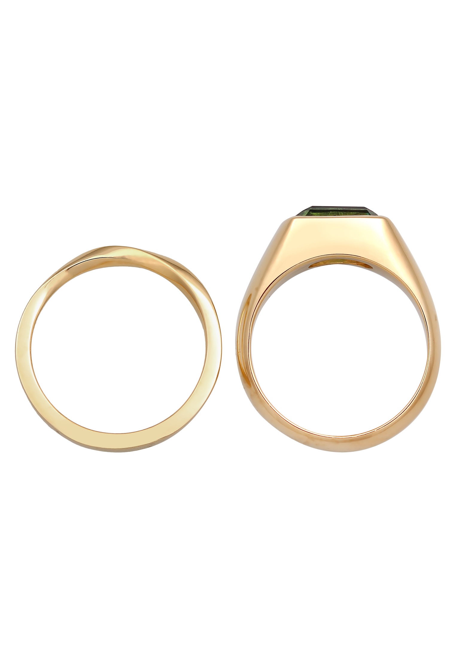 Elli Premium Ring-Set »Ring Siegelring Quartz Bandring Set 925 Silber«