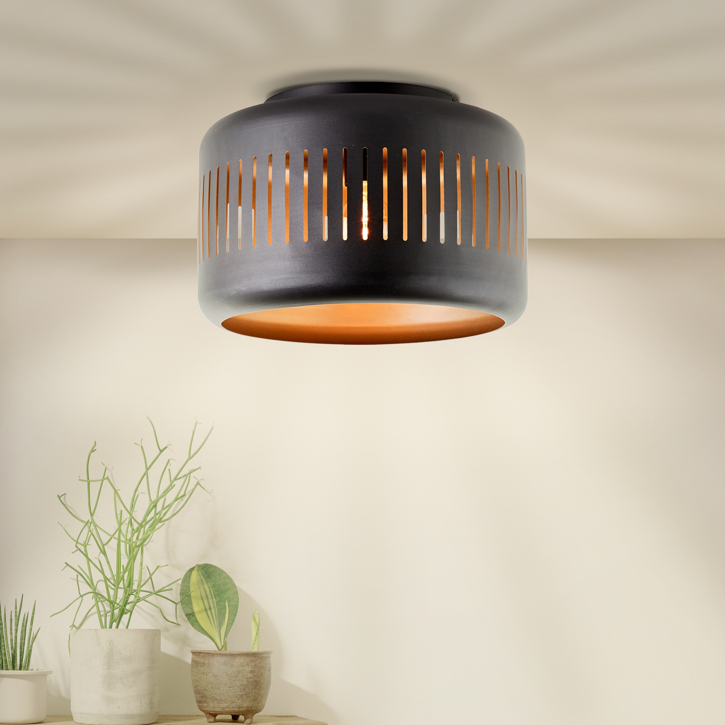 Brilliant Deckenleuchte »Tyas«, 1 flammig, Leuchtmittel E27 | ohne Leuchtmittel, 26 x 38 cm, 1 x E27, Metall, schwarz/goldfarben