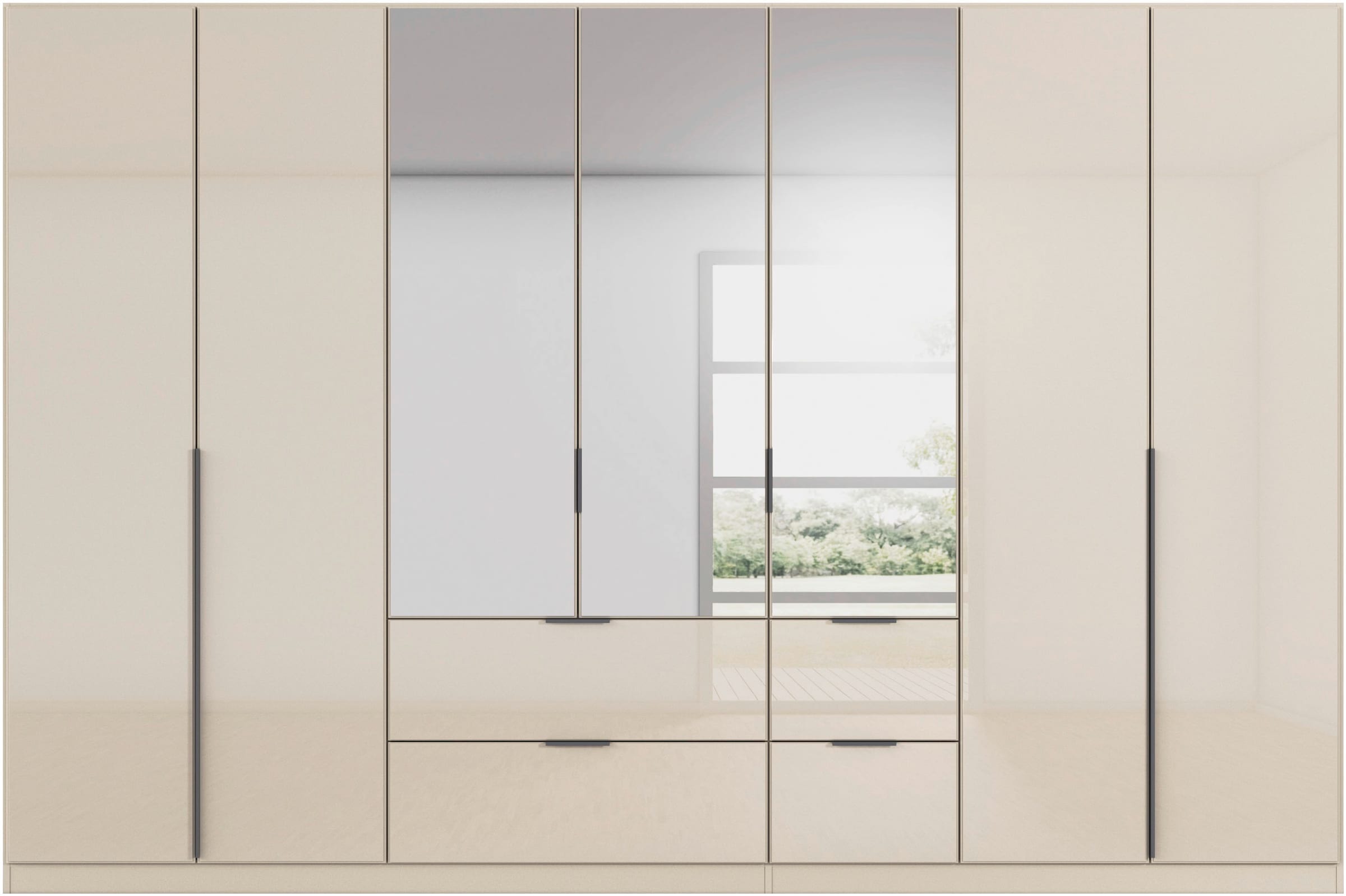 rauch Drehtürenschrank »Kleiderschrank Kleiderschränke Schrank Garderobe AGORDO mit Glasfront«, (in zwei Griff-Farben, Breiten 91-360 cm), mit Außenschubkästen, in 7 Breiten und 2 Höhen MADE IN GERMANY