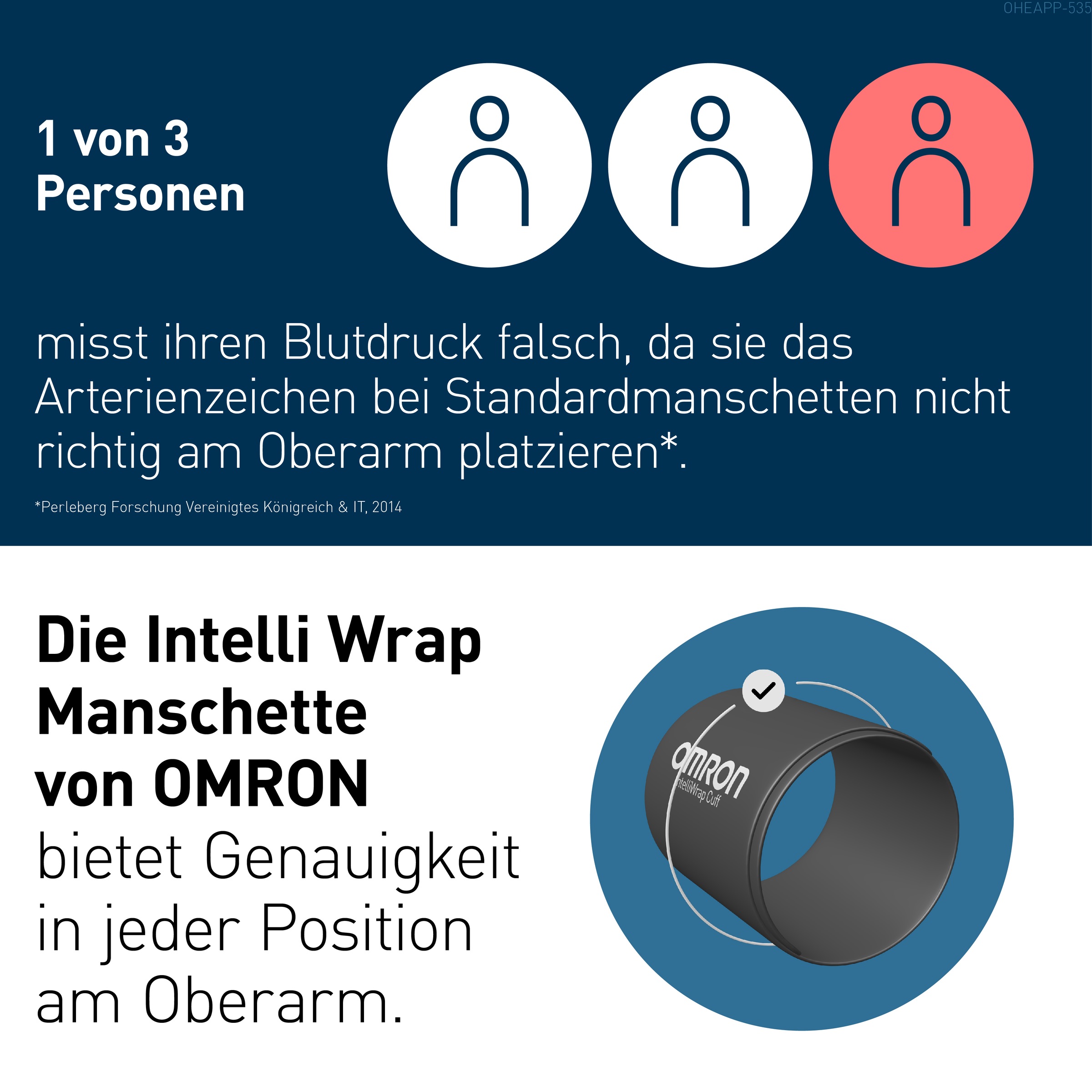 Omron Oberarm-Blutdruckmessgerät »X7 Smart AFib, 2 Nutzer, mit AFib Screening bei jeder Messung und App« klinisch validiert, für Diabetiker und Schwangere, 22-42 cm Manschette