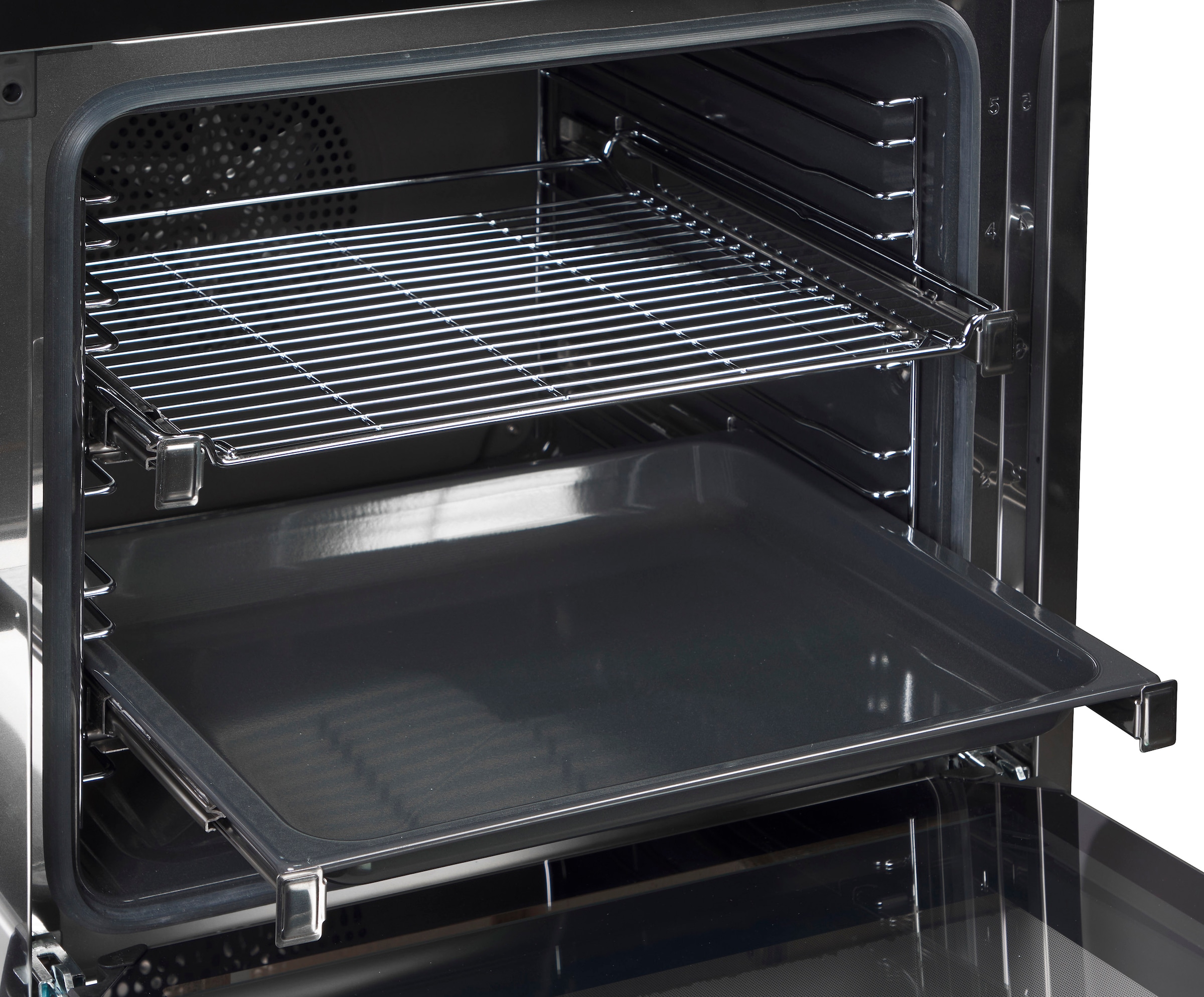 Miele Elektro-Herd-Set »H2459 E D OBSW + KM 6003 LPT« mit Teleskopauszug nachrüstbar Herd-Set - Herd mit 2 FlexiClip-Auszügen sowie Elektrokochfeld