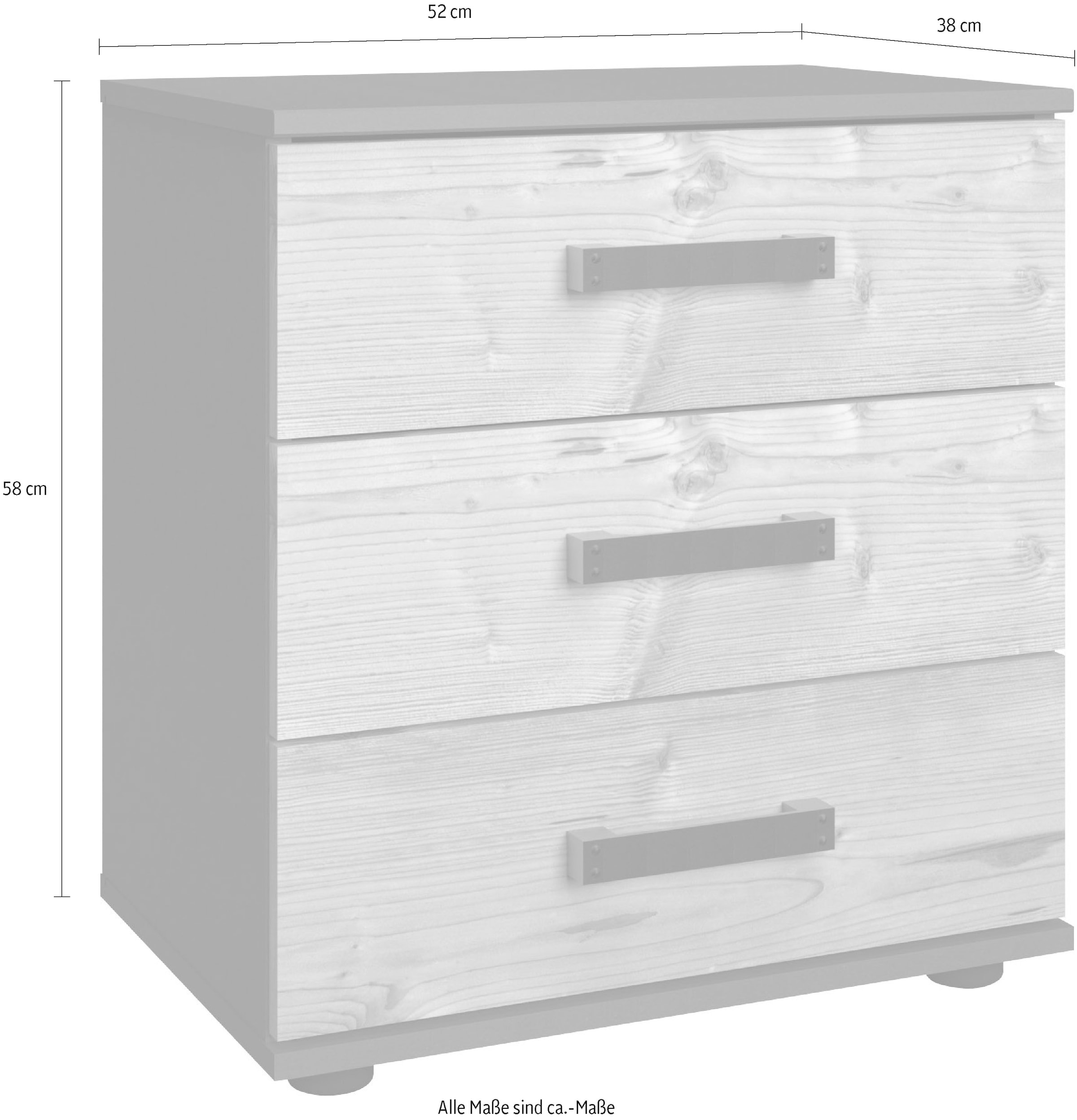 Wimex Nachttisch »Stockholm, Nachtkommode 52cm breit, Made in Germany«, Industrial Look, 2 Höhen zur Auswahl, einzeln oder im 2er Set
