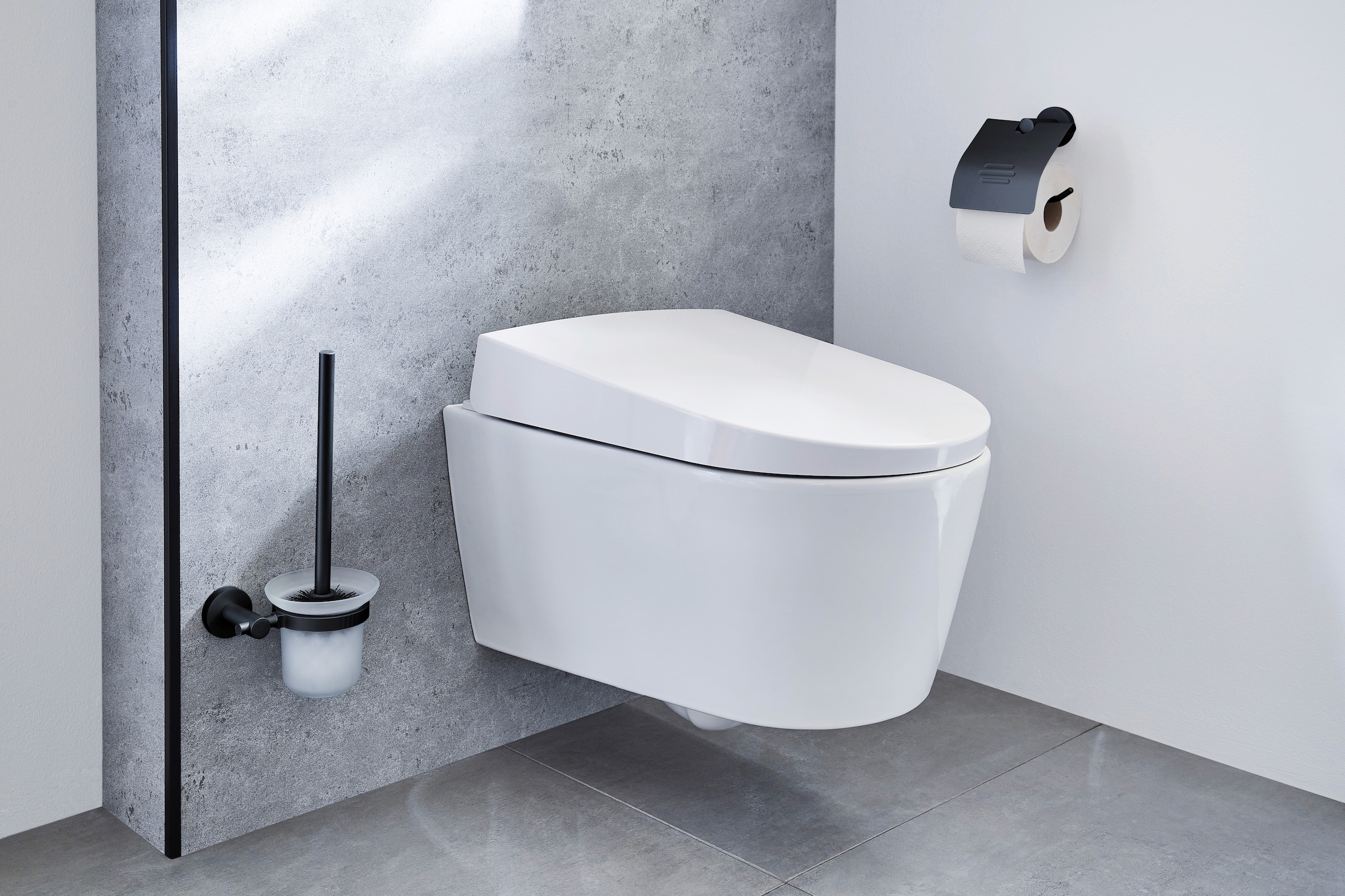Kleine Wolke WC-Garnitur »Apollo Nero«, aus Aluminium-Glas, Wandbefestigung