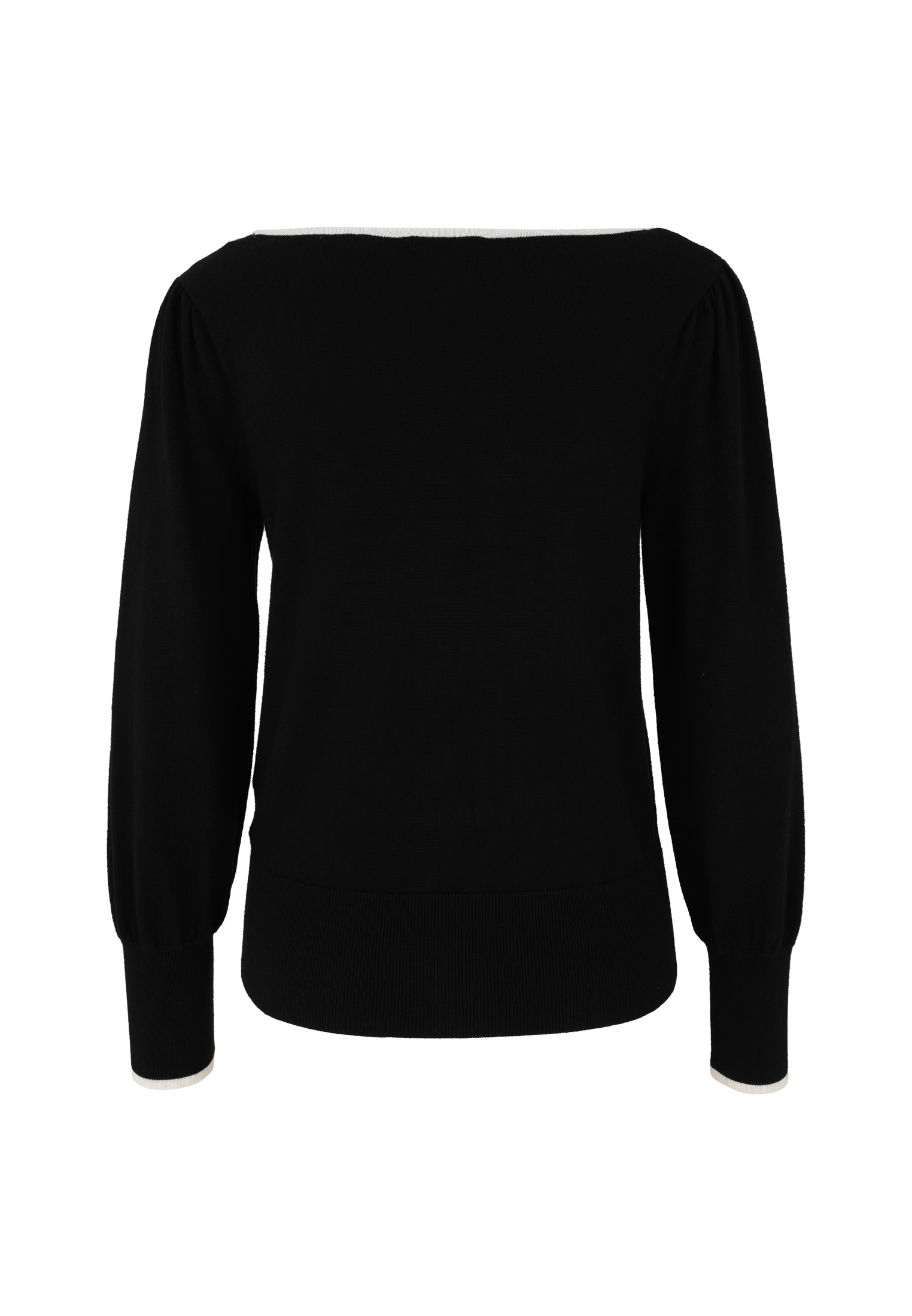 Zero Rundhalspullover »Feinstrickpullover mit Kontrastpaspel«
