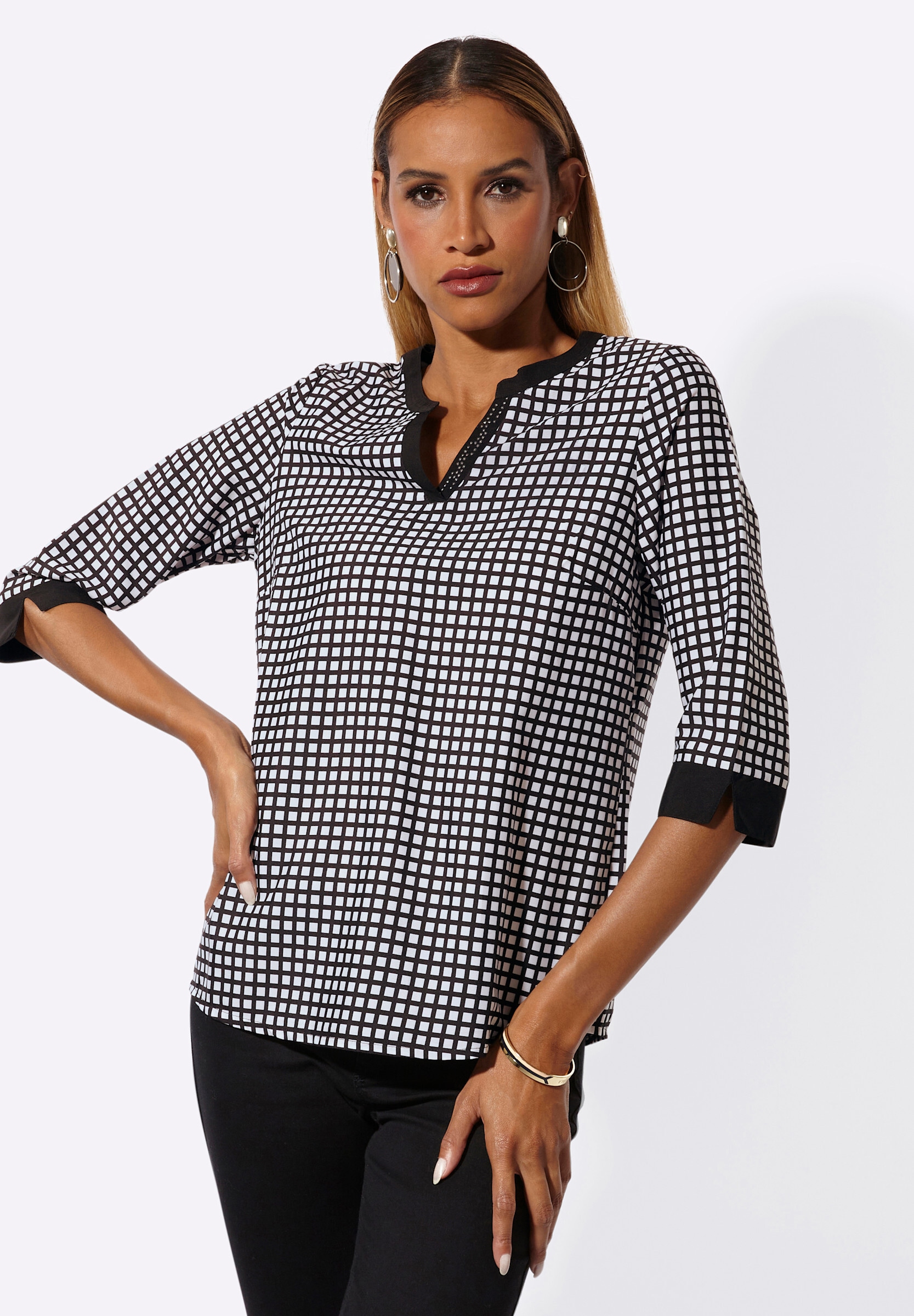 creation L Schlupfbluse »Druck-Bluse Druckbluse mit Kellerfalte hinten«