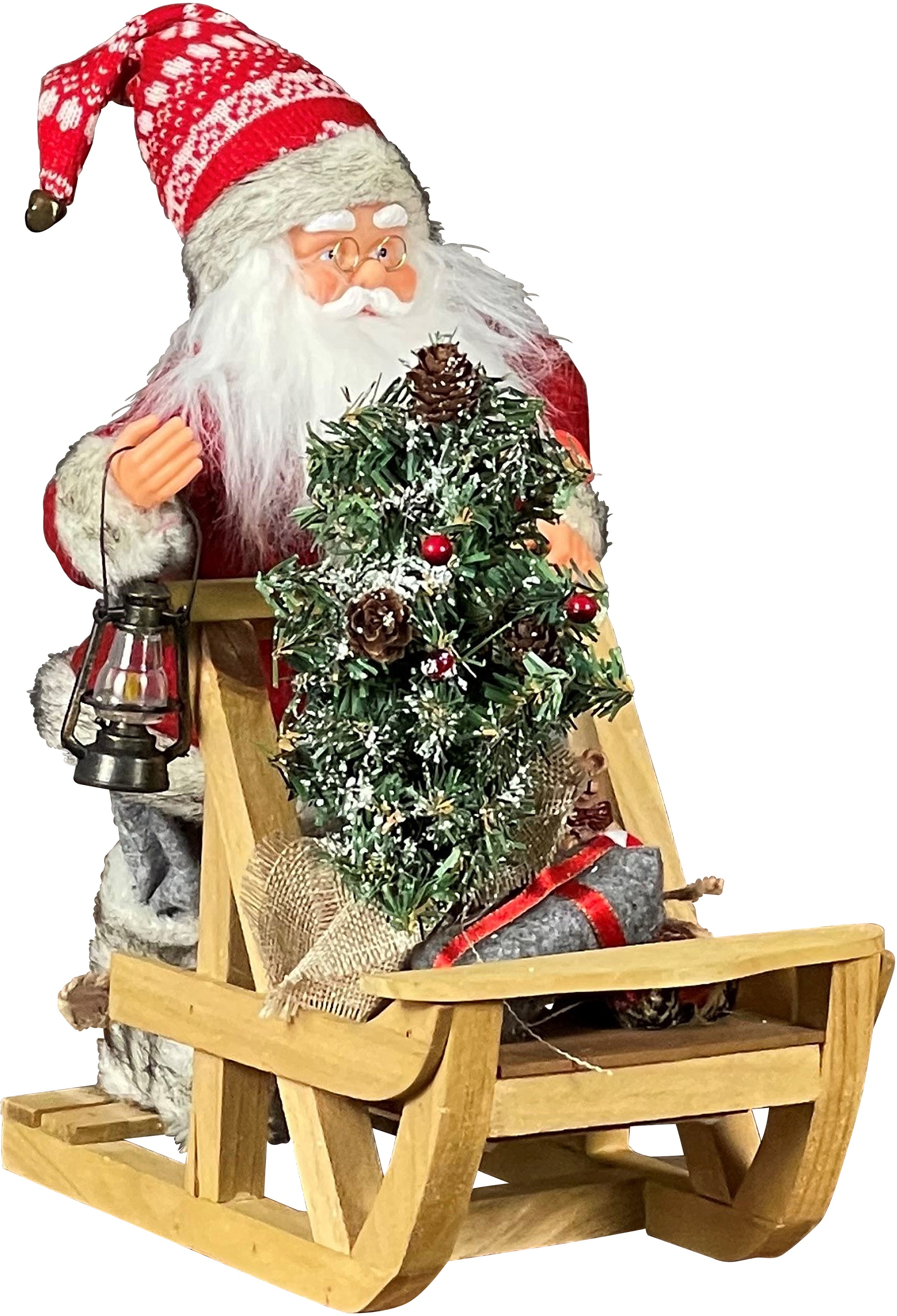 HOSSNER - HOMECOLLECTION Weihnachtsmann 32 »Weihnachtsdeko Shop ca. Online bestellen Höhe im cm mit Schlitten«, OTTO
