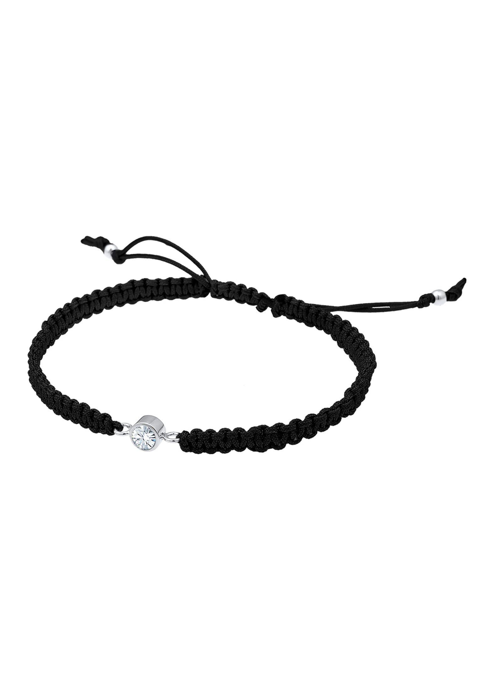 Elli Armkette »Armband Nylonband Glas Kristalle Weiß 925 Sterling Silber«