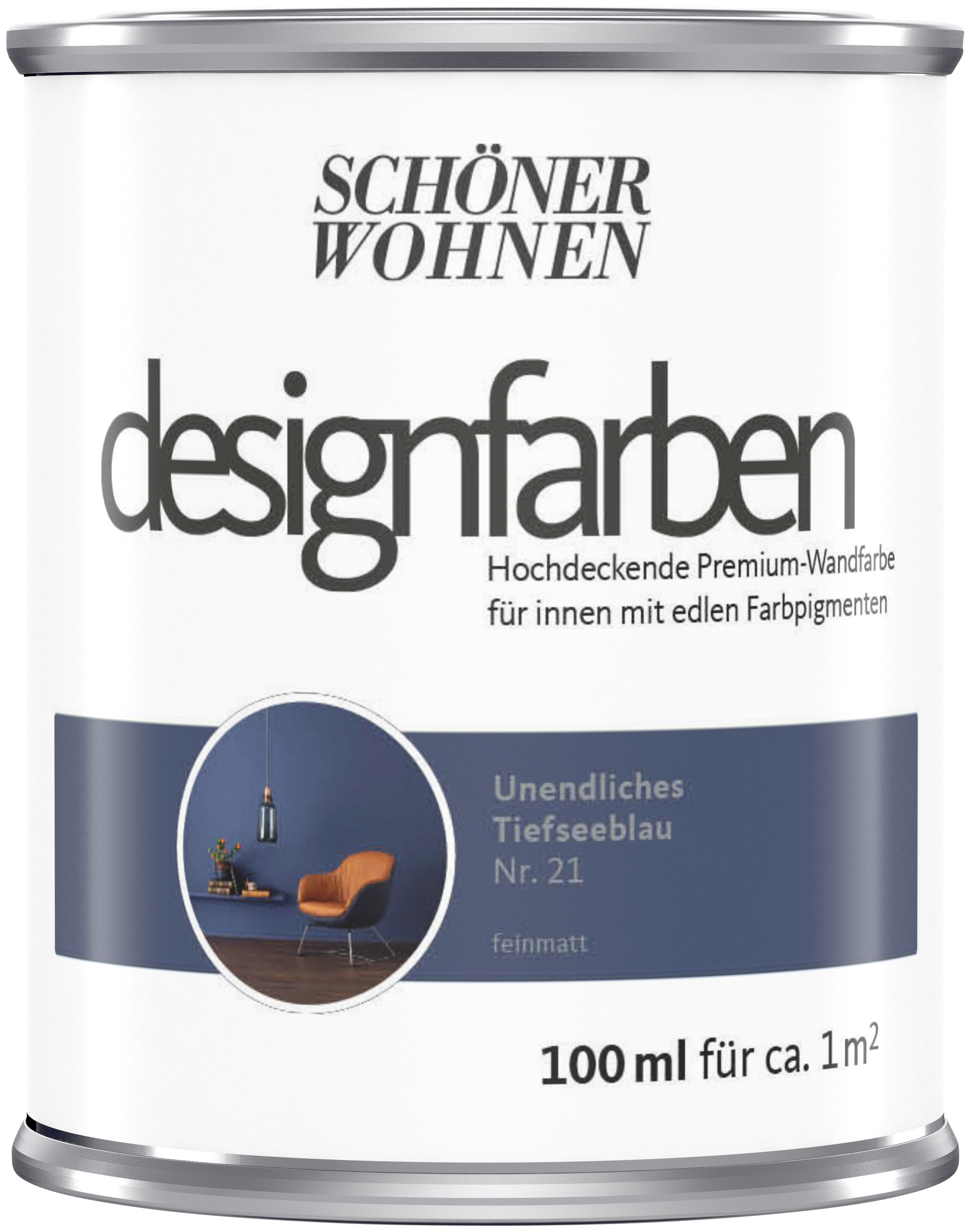 Wandfarbe »Designfarben«, hochdeckende Premium-Wandfarbe, Farbwelt Blau