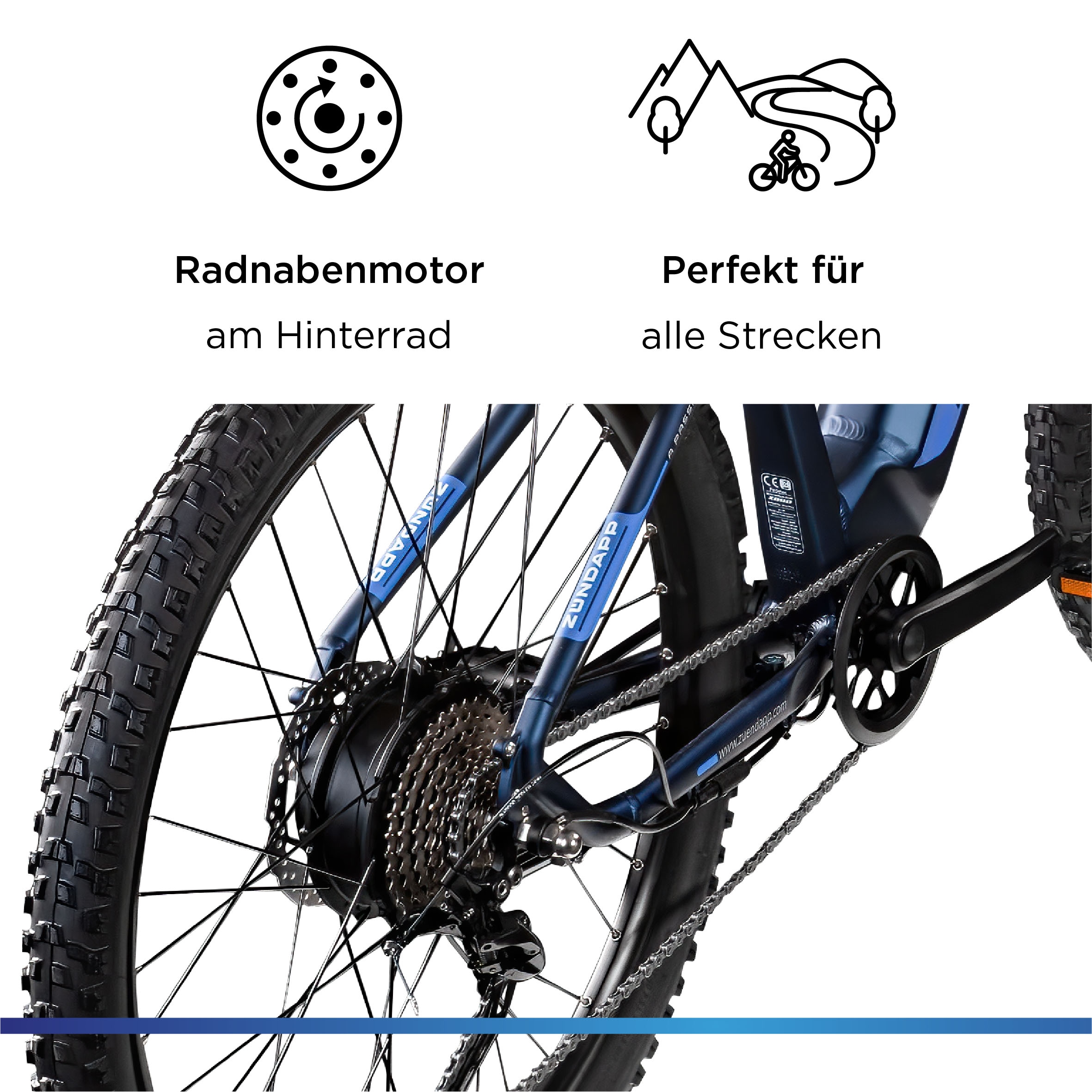 Zündapp E-Bike »Z898«, 10 Gang, Heckmotor 250 W, E-Bike E Mountainbike 27,5 Zoll Pedelec 170 - 190 cm Hardtail MTB
