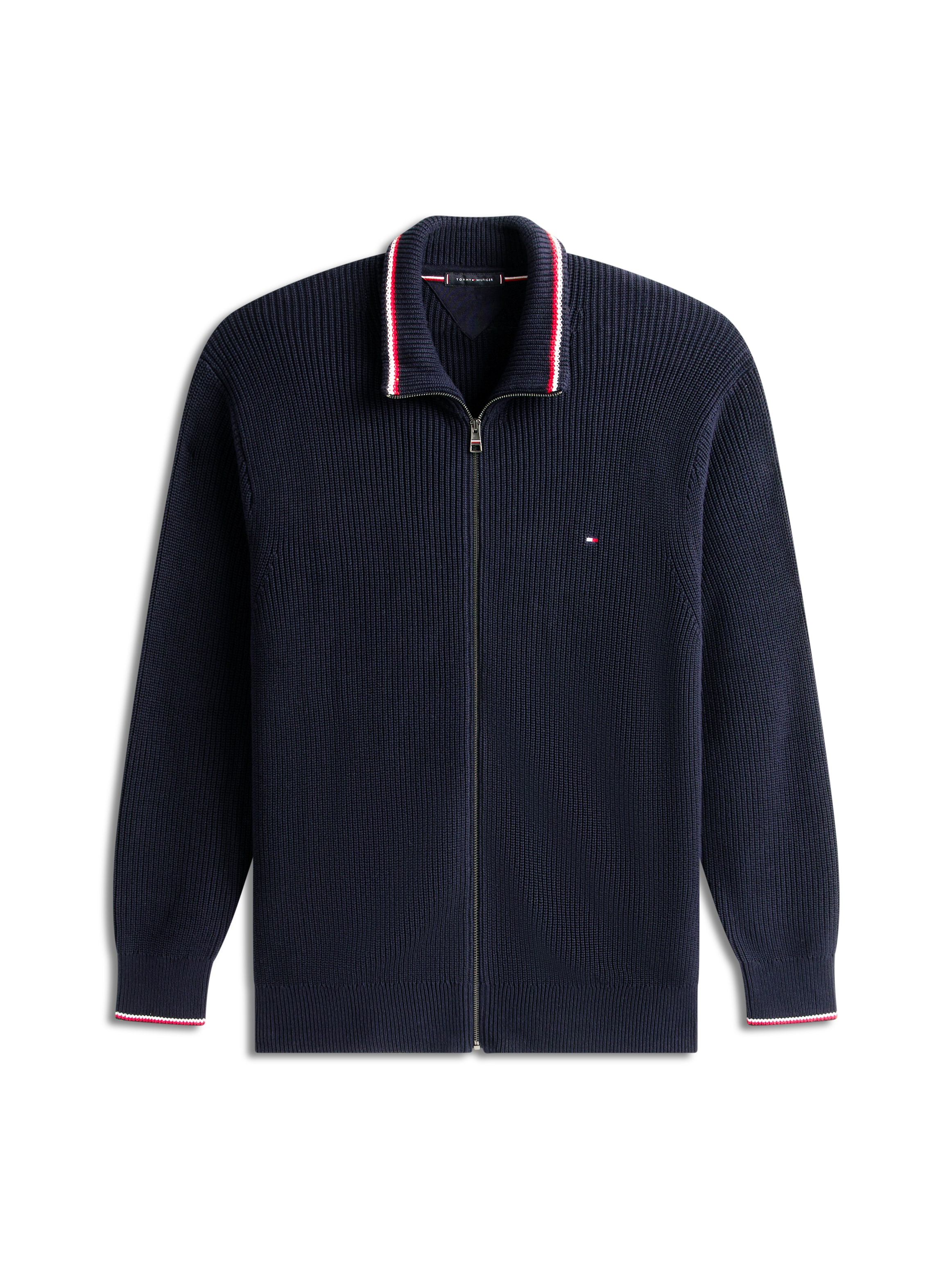 Tommy Hilfiger Big & Tall Strickjacke »BT-RWB RIB ZIP THROUGHB«, Große Größen, aus Rippstrick, mit Stehkragen