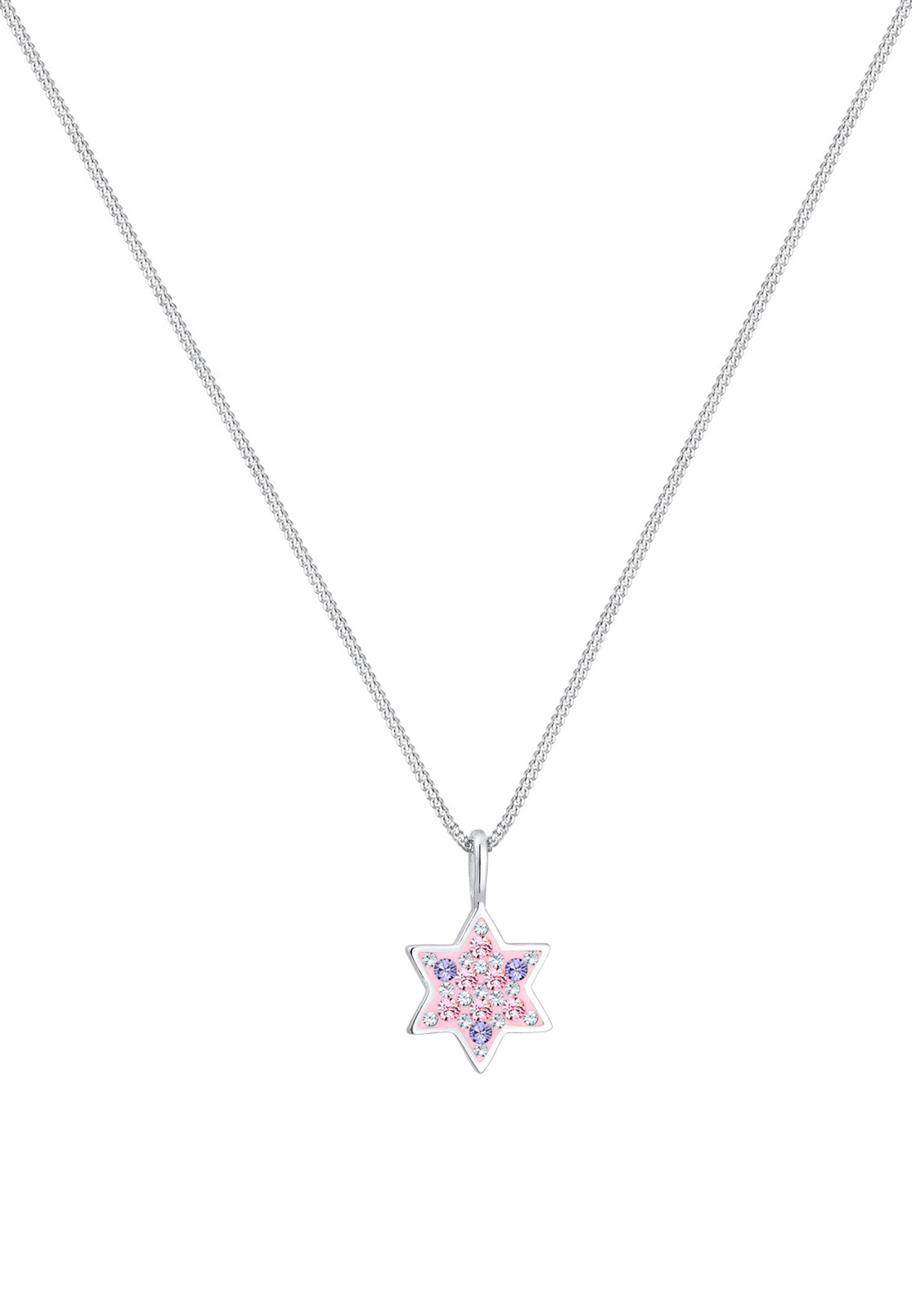 Elli Silberkette »Halskette Stern Glas Kristalle Rosa 925 Sterling Silver«