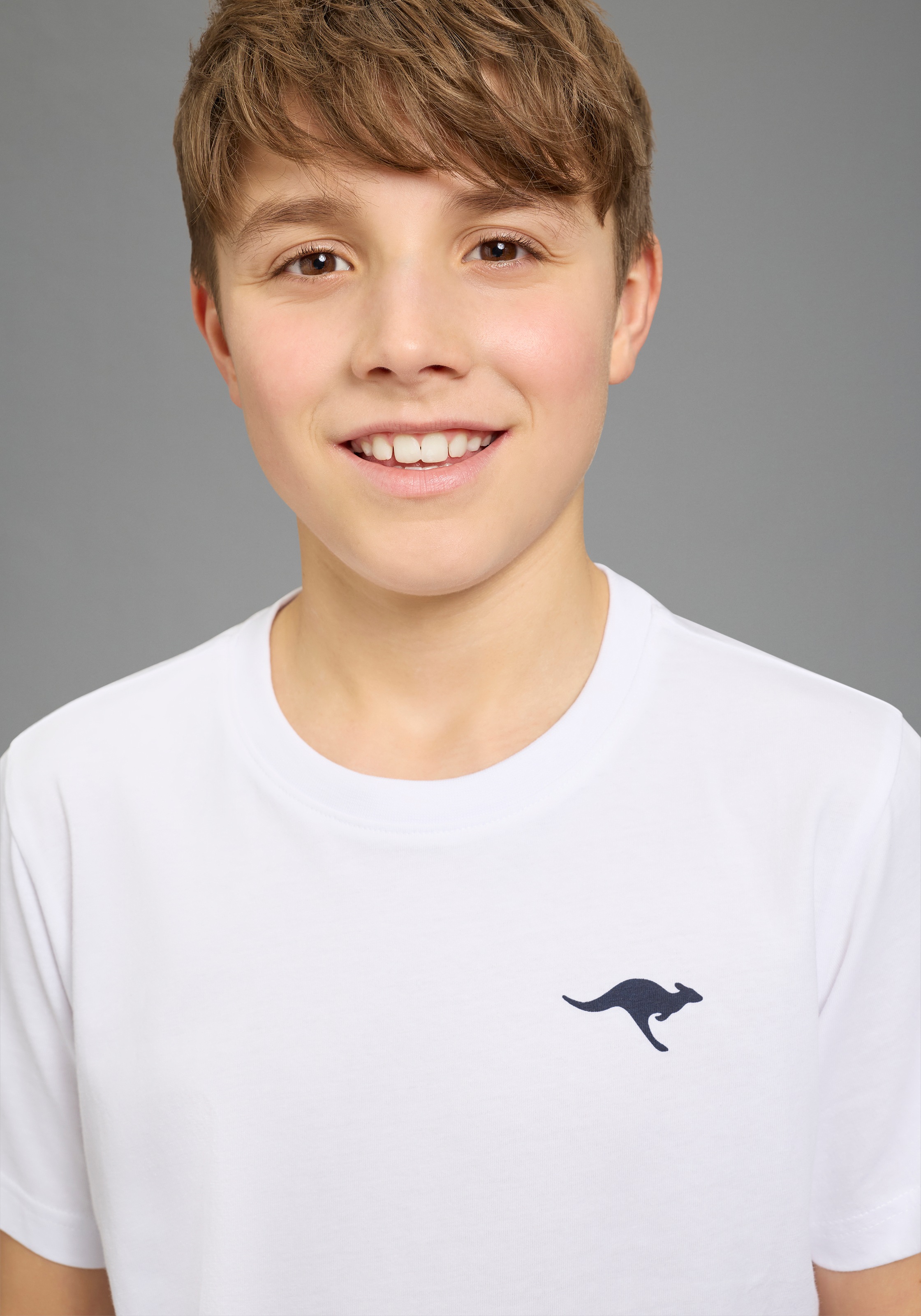 KangaROOS T-Shirt »Kangaroos 2er Pack T-Shirts« Packung, 2, 2 tlg. Basic Passform, mit Rundhalsausschnitt, bedruckt, aus Baumwolle