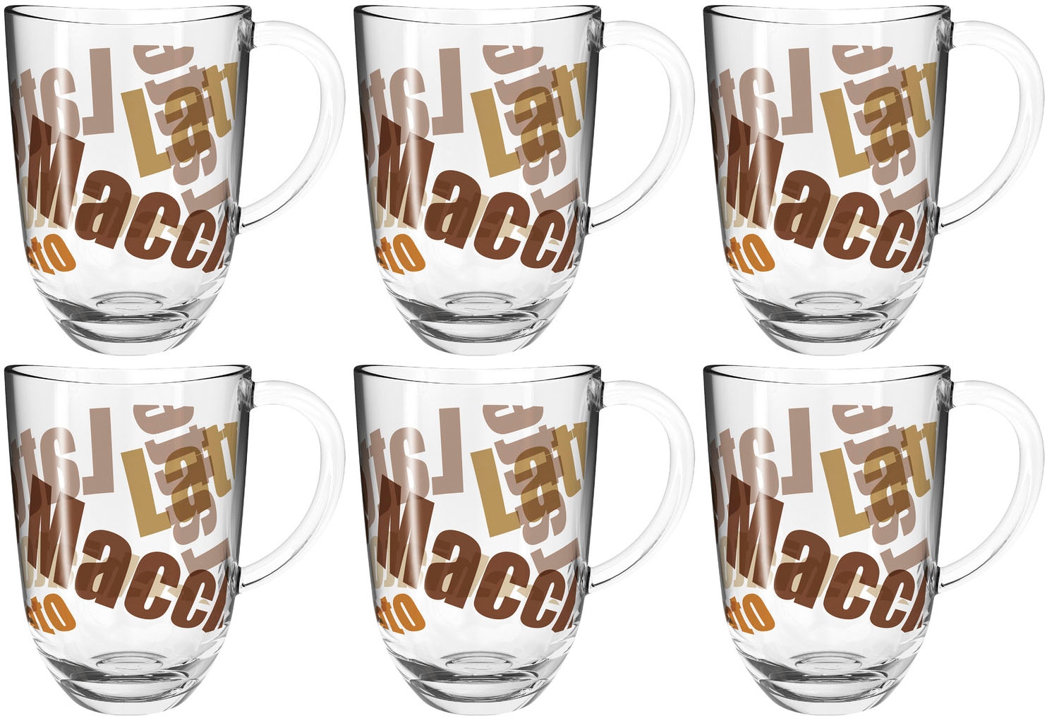 Latte-Macchiato-Tasse »NAPOLI«, (Set, 6 tlg.), Latte Macchiato-Tasse, 380 ml,...