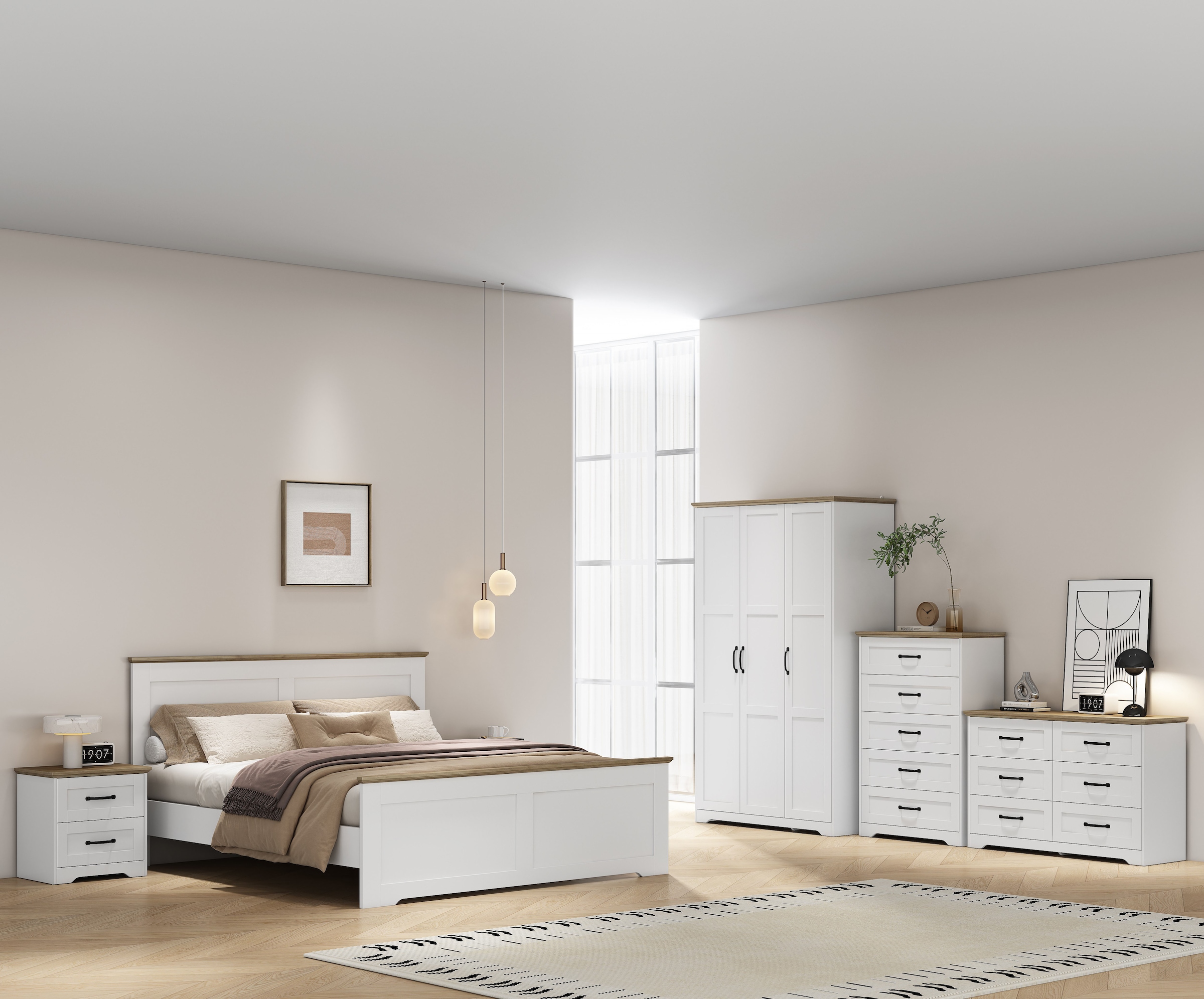 OTTO home Kleiderschrank »Emmilia Schrank Schlafzimmerschrank im Landhaus Design« Mit vielen Einlegeböden und Softclose,  Landhaus Schrank mit  3 Türen Breite 120,4 cm, Höhe 2m