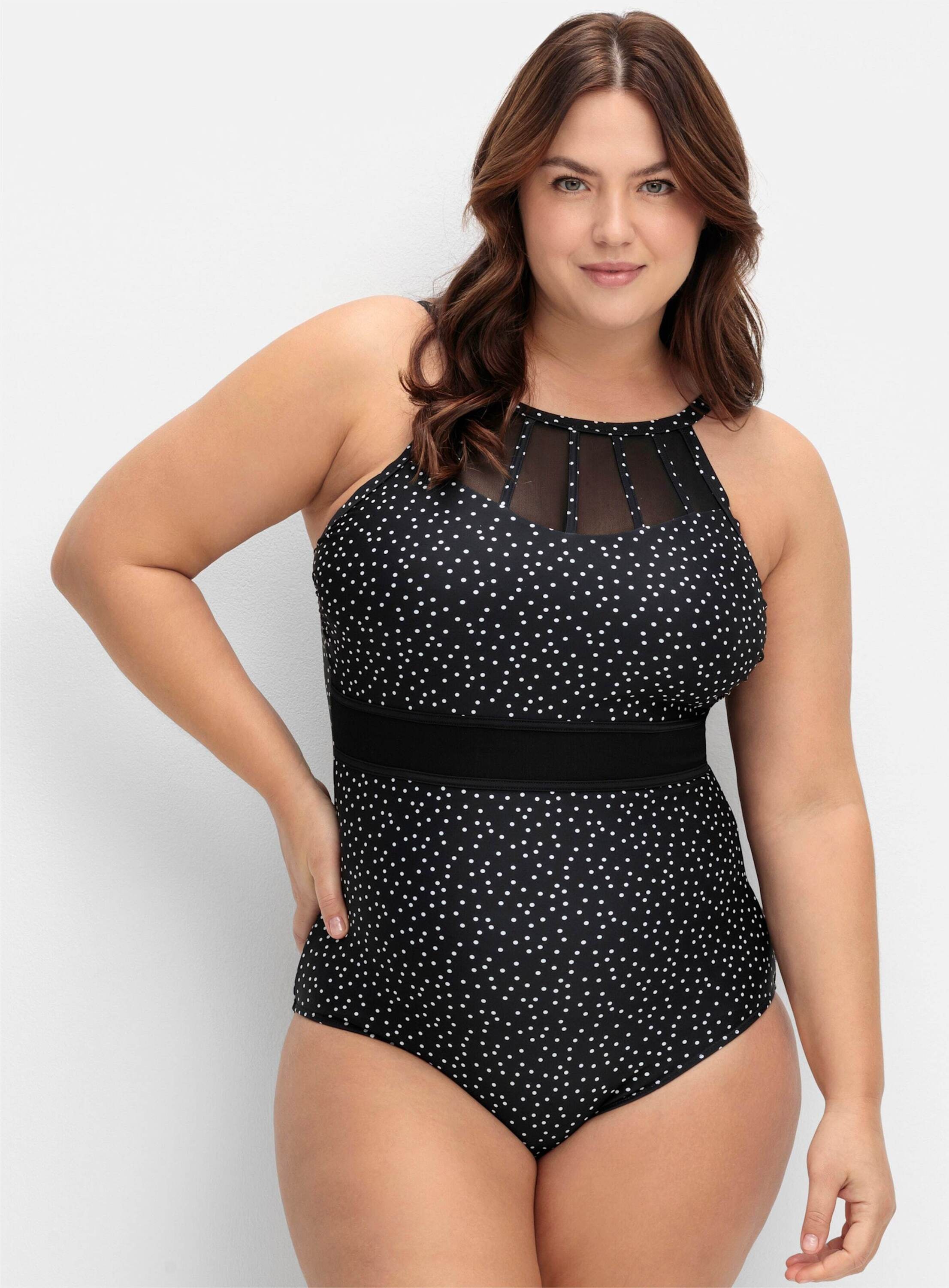 Sheego Badeanzug »Badeanzug Badeanzug mit Shaping-Effekt« mit halbtransparentem Netzeinsatz