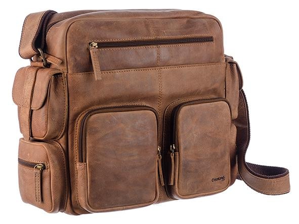 GreenLand Nature Messenger Bag »Montenegro«, aus echtem Leder mit praktischen Vortaschen