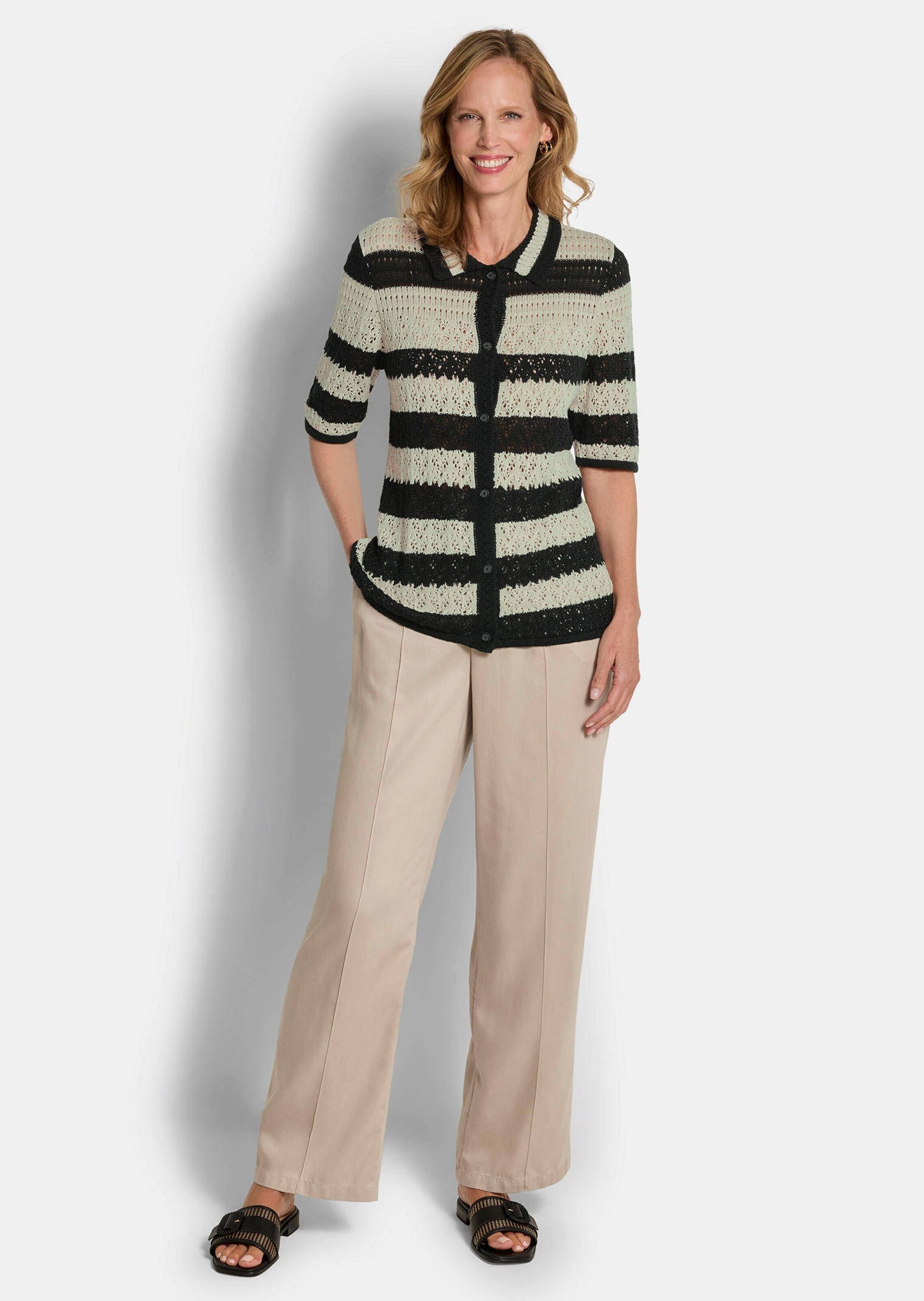 GOLDNER Strickjacke »Ajourjacke in maritimen Look« Ajourstrick mit Ringel