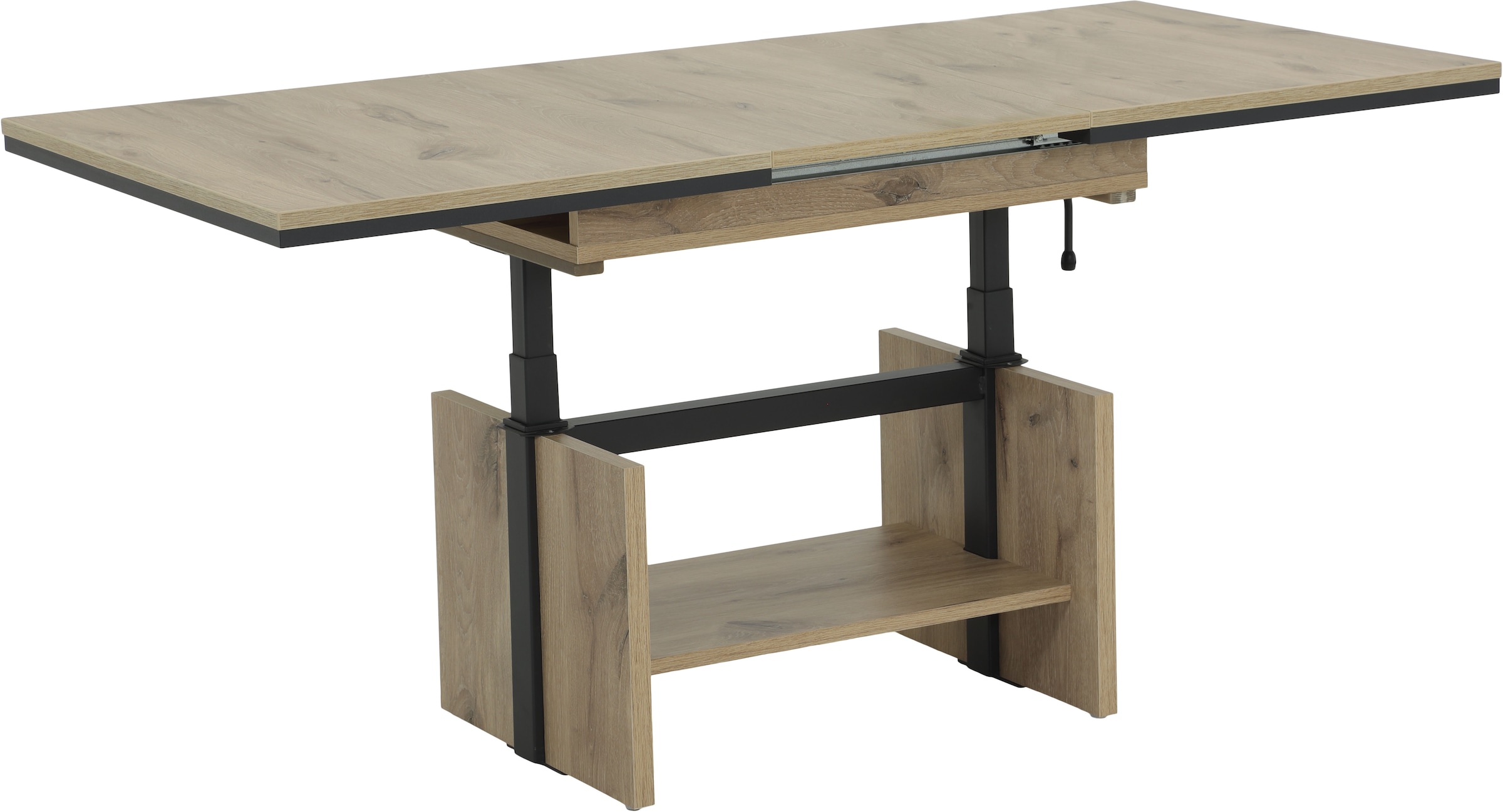 HELA Couchtisch »INGO« 1 Stk. tlg. ausziehbar; Synchronauszug; Höhenverstellbar; Ablageboden