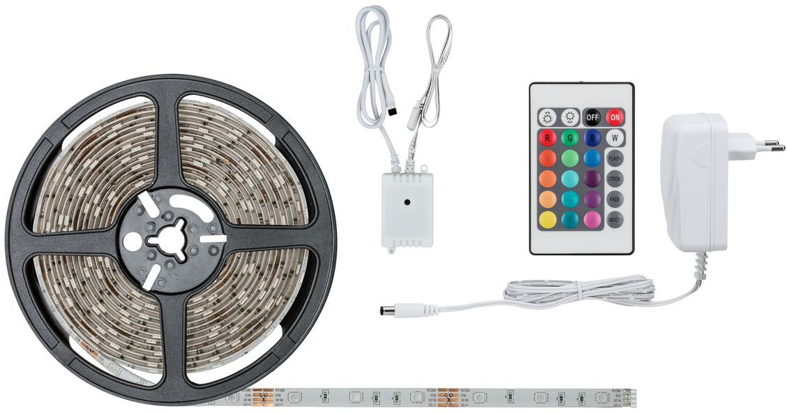 Paulmann LED-Streifen »FN SimpLED Strip«, 1 St.-flammig, Set 5m, RGB 20W, 230/12V, DC, Weiß Metall, Kst