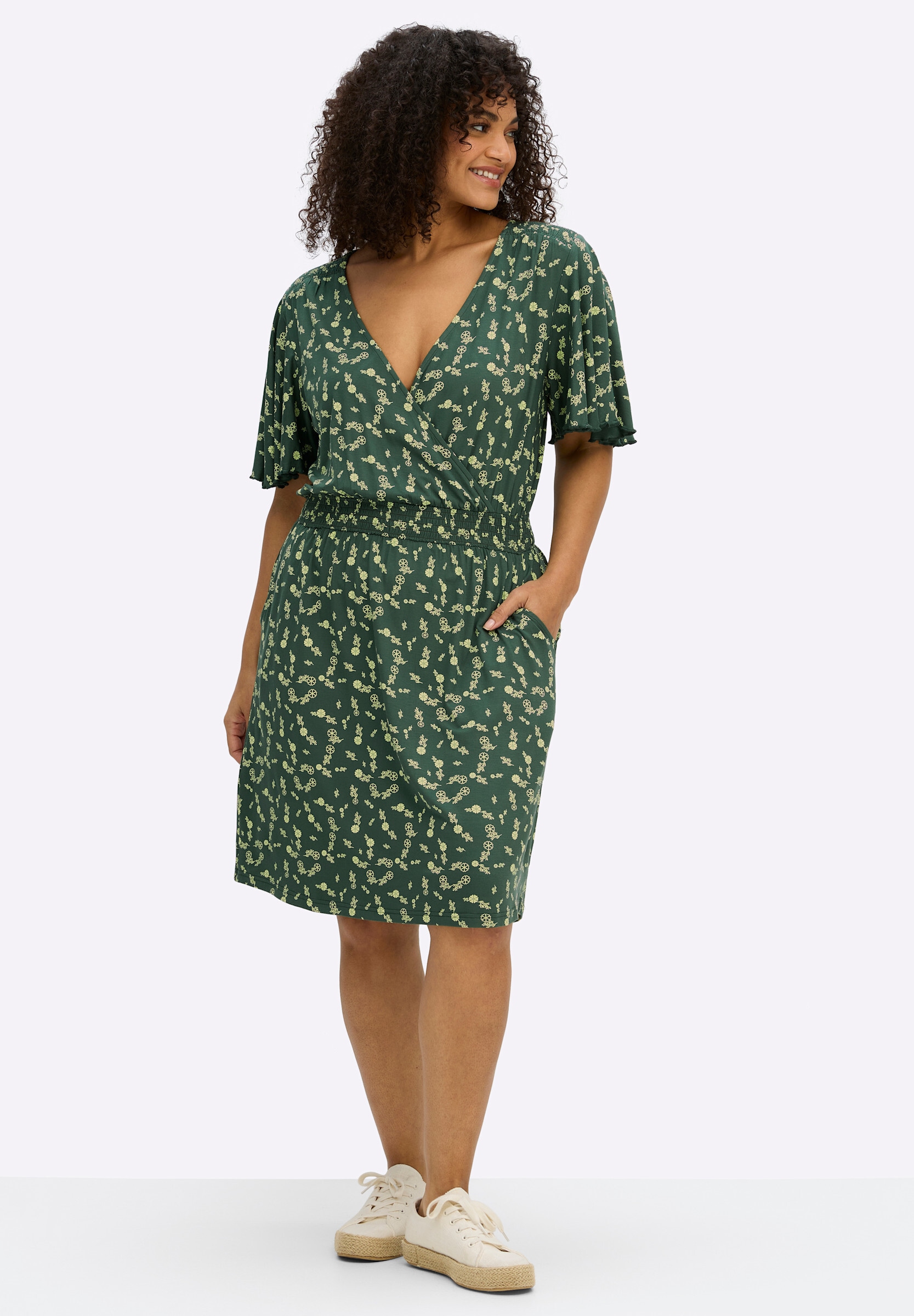 Sheego Wickelkleid »Jersey-Kleid Jerseykleid mit Flügelärmeln« Eingrifftasche