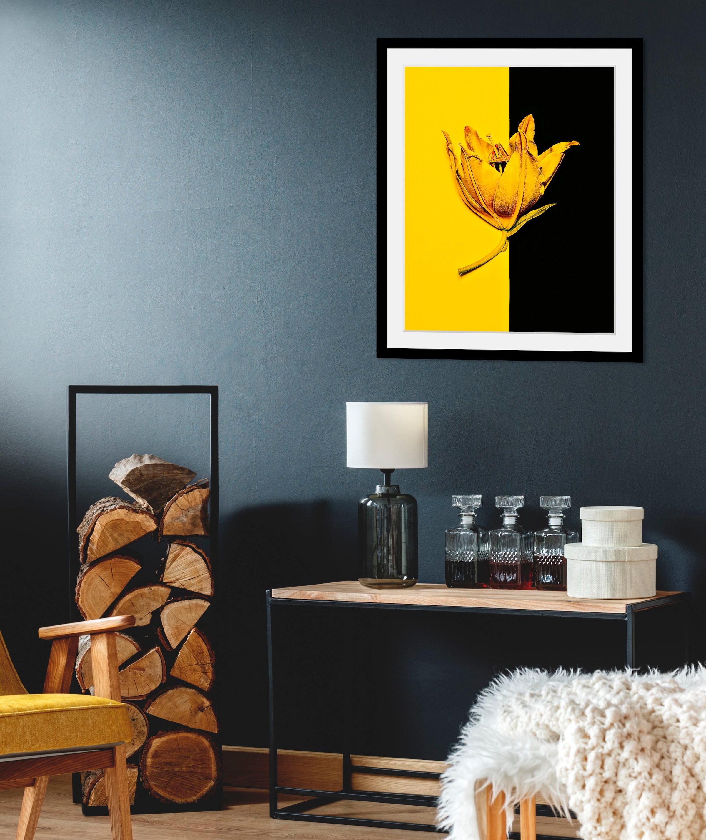queence Bild »Blüte«, Blumen-Blumenbilder-Pflanzen-Kunst, HD Premium Poster-Druck inkl. Holzrahmen