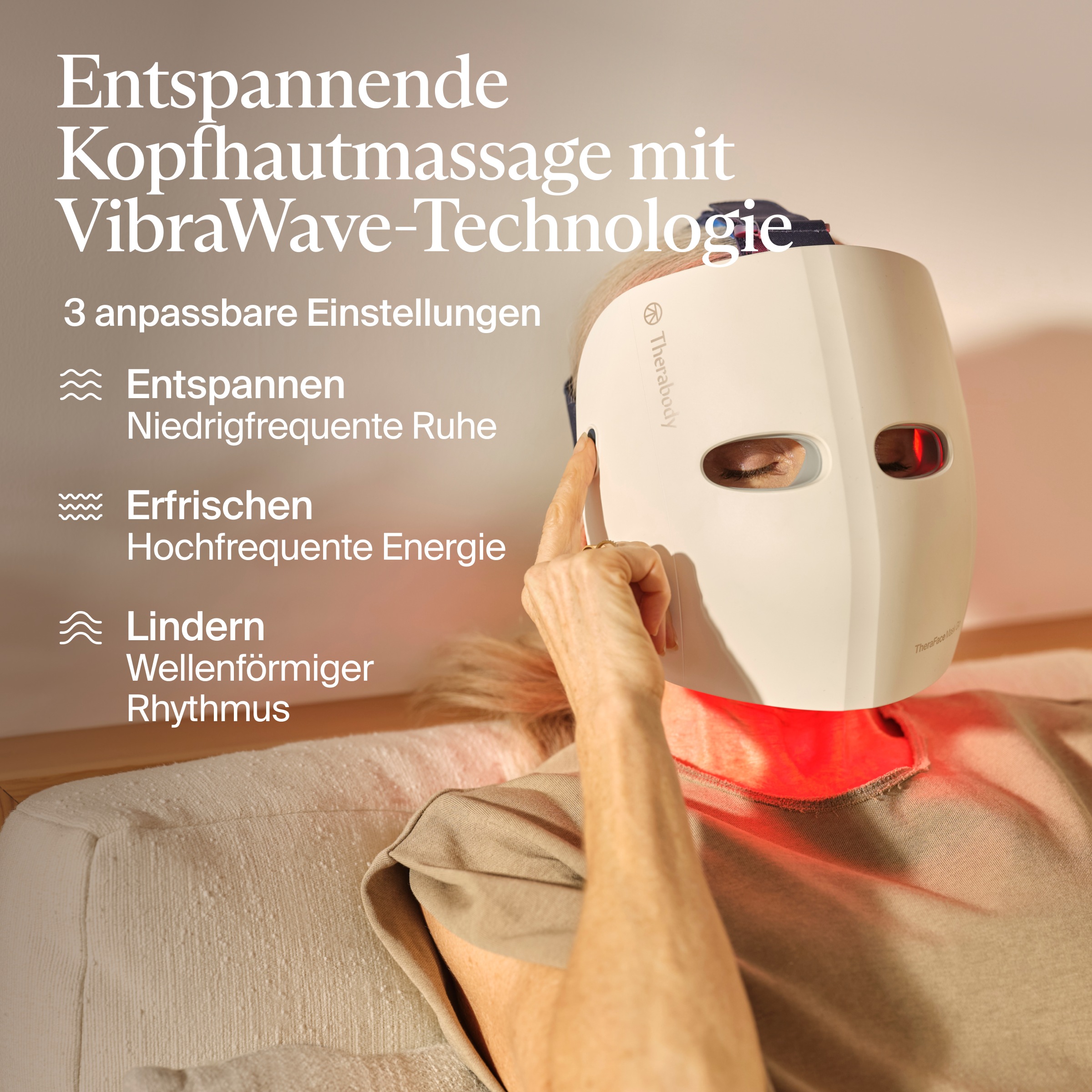 Therabody LED-Gesichtsmaske »TheraFace Mask Glo LED-Hautpflegemaske mit Massagefunktion« Verbesserung der Hautstruktur, klinisch erwiesene Vorteile