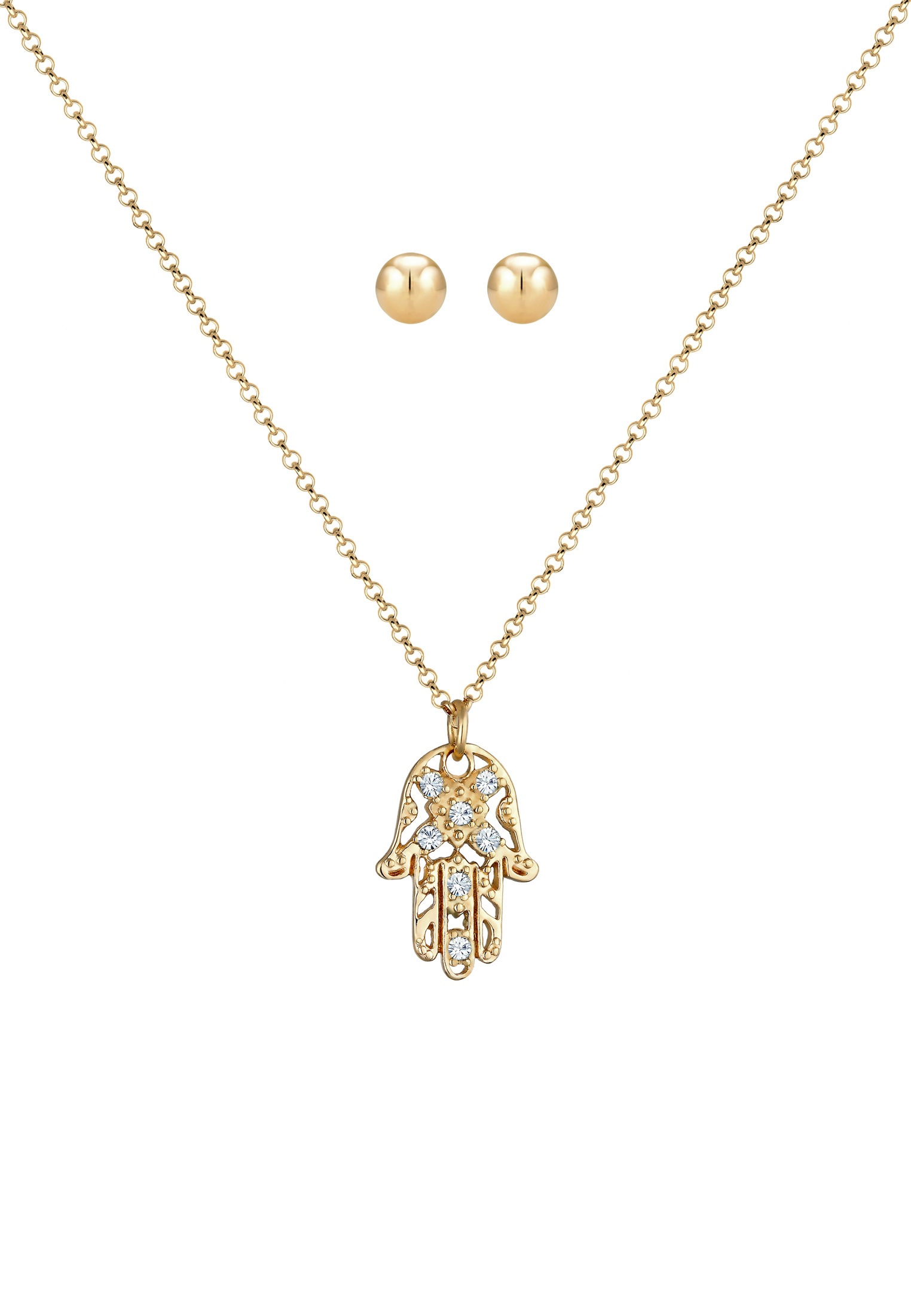 Elli Ohrring und Ketten Set »Schmuckset Hand der Fatima Kugel Set 925 Silber, mit Kristallen von Swarovski®«