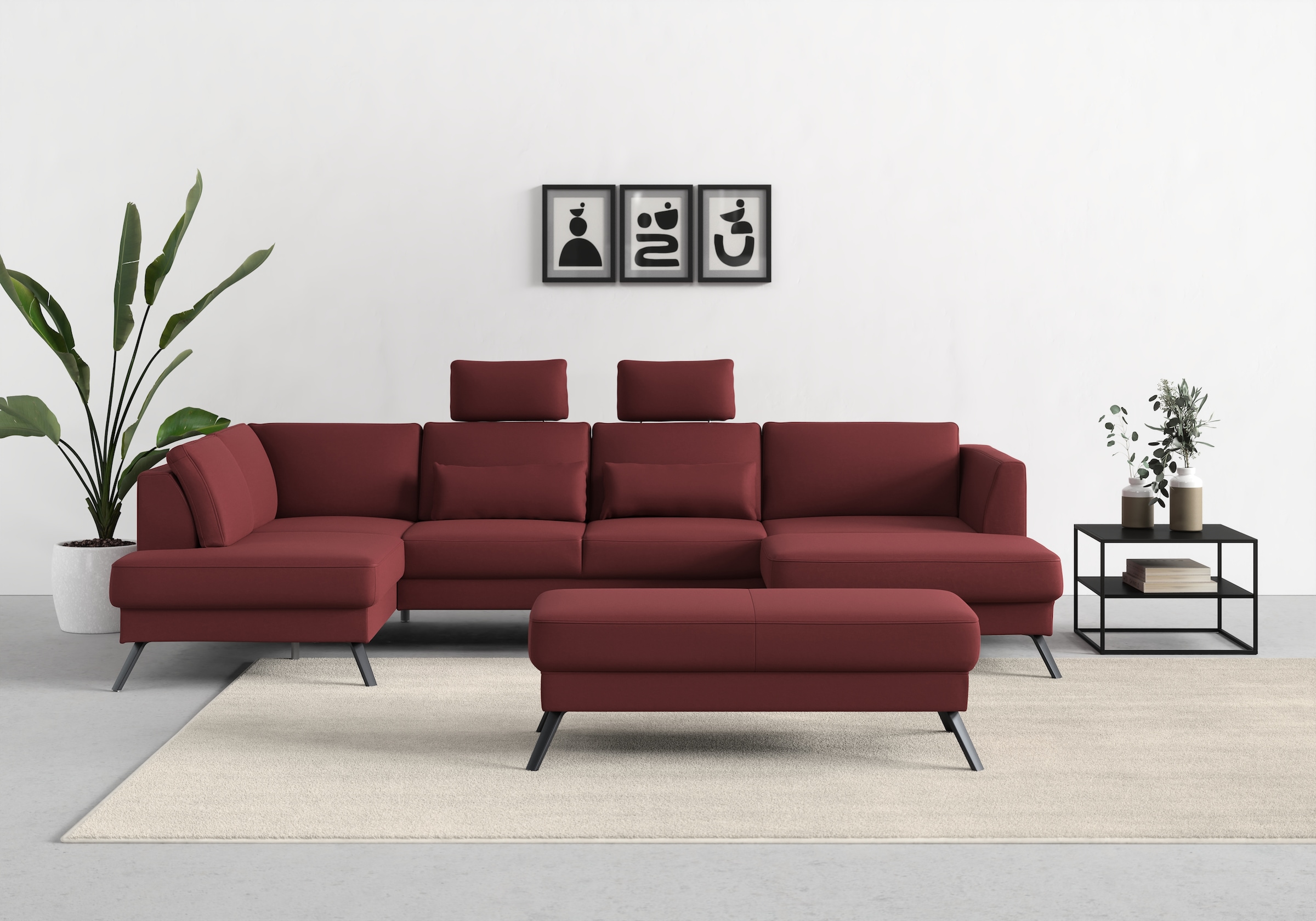 sit&more Wohnlandschaft »Lindholm U-Form« mit Sitztiefenverstellung und Federkern