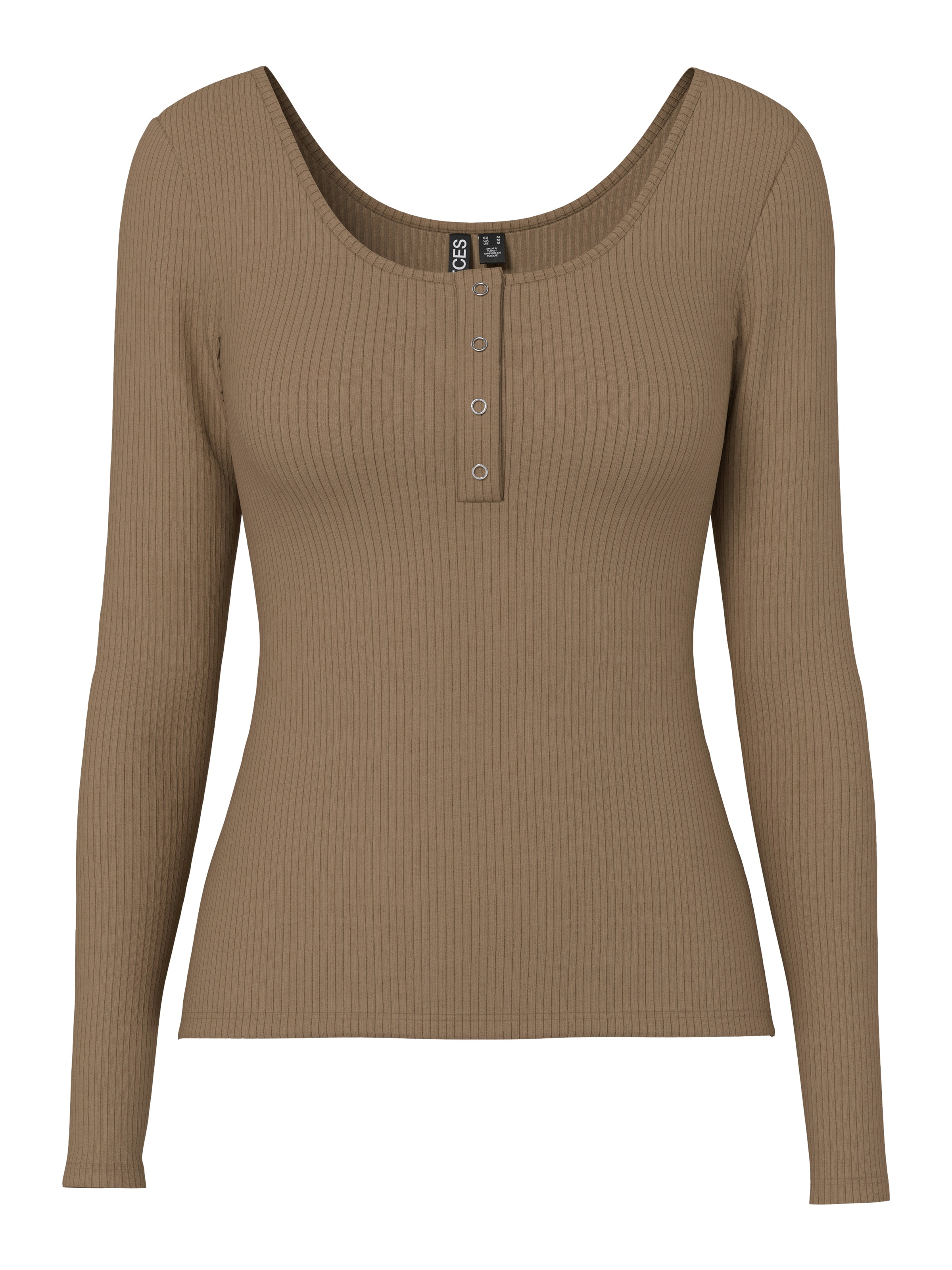 pieces Langarmshirt »PCKITTE LS TOP NOOS BC« Baumwollmischung, slim fit