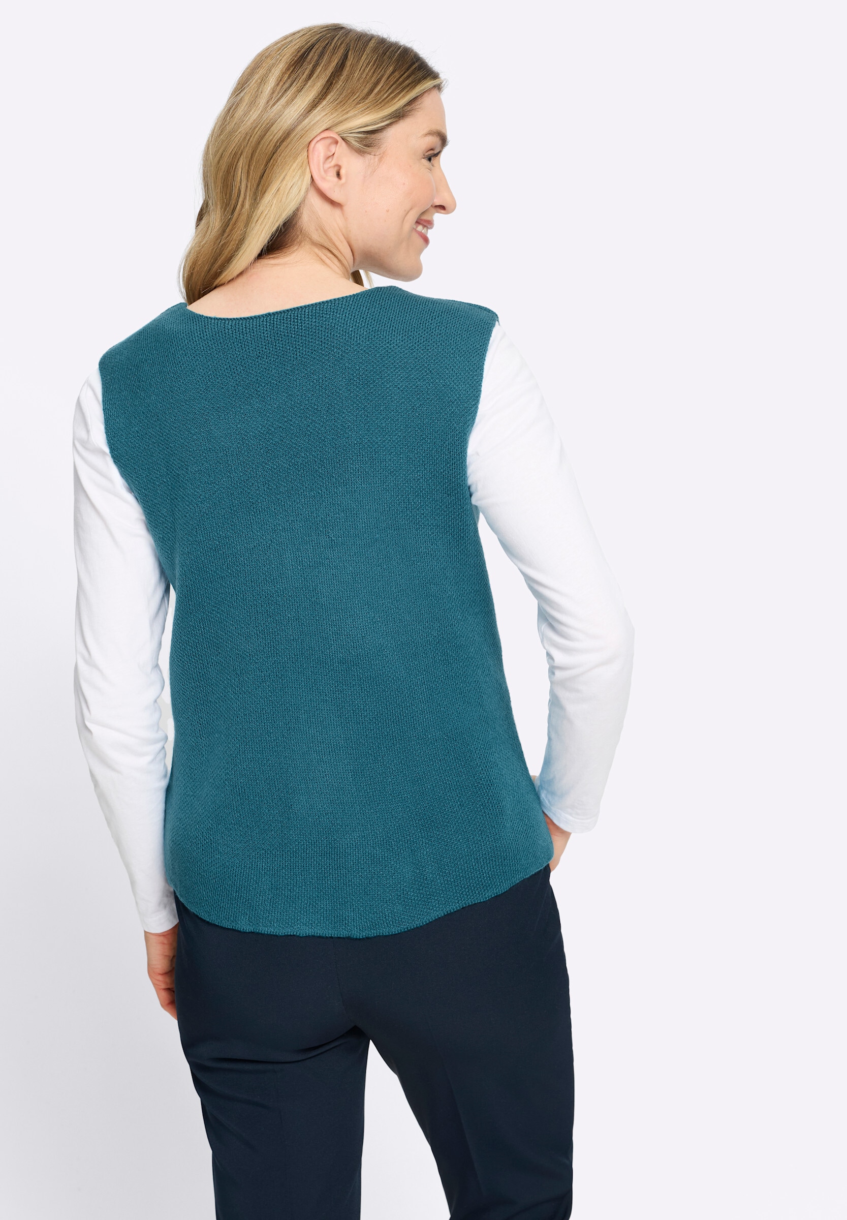 Sheego Strickweste »Strickweste Strickweste mit Knöpfen in Perlen-Optik«